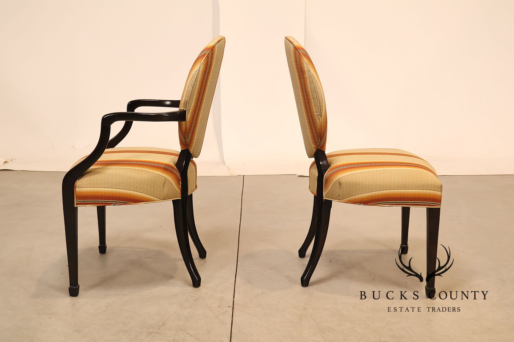 Baker Furniture Set Of Eight Oval Back Dining Chairs