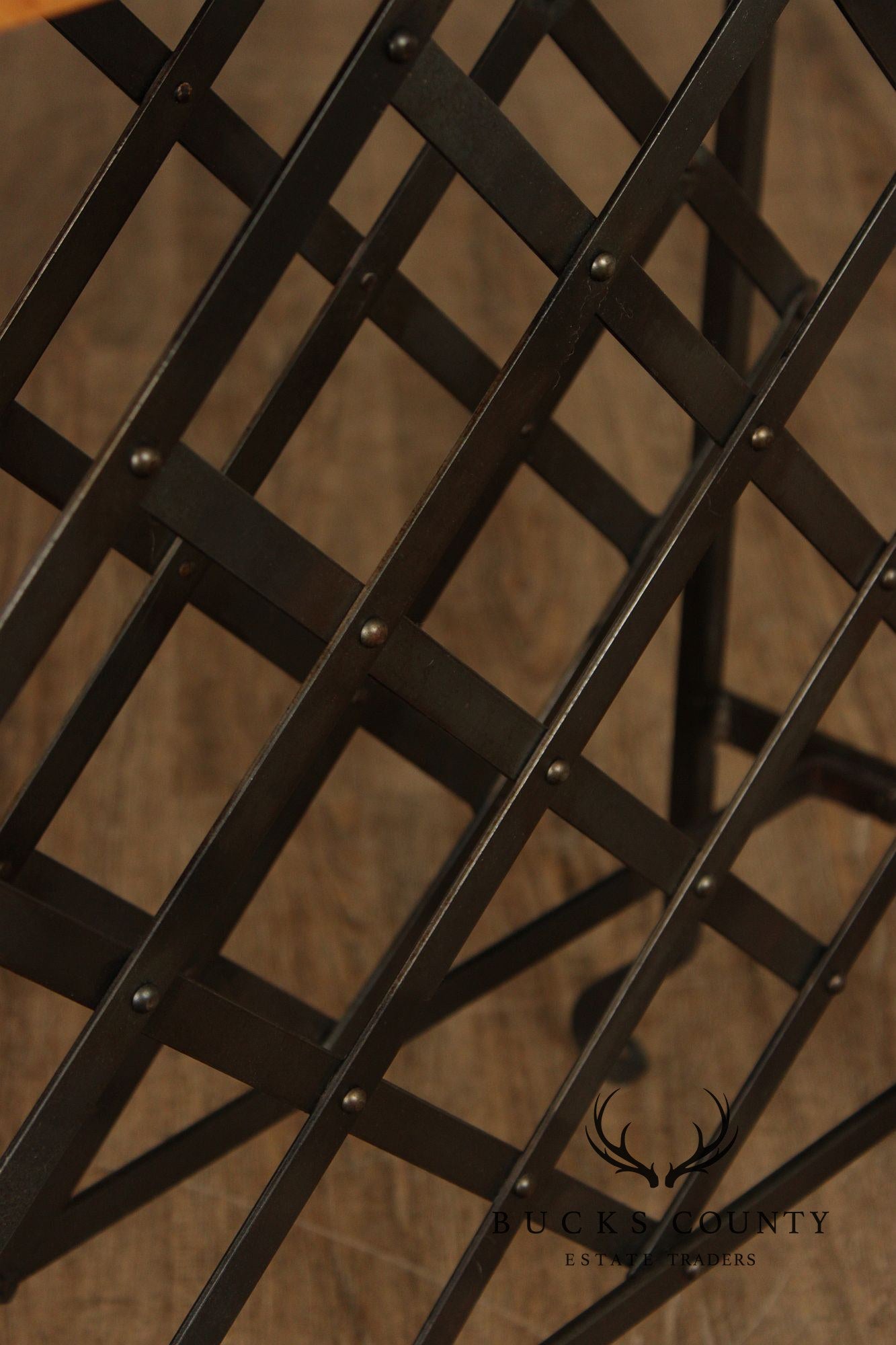 F.B. Farm Shenandoah Valley Butcher Block Iron Base Console Table & Wine Rack