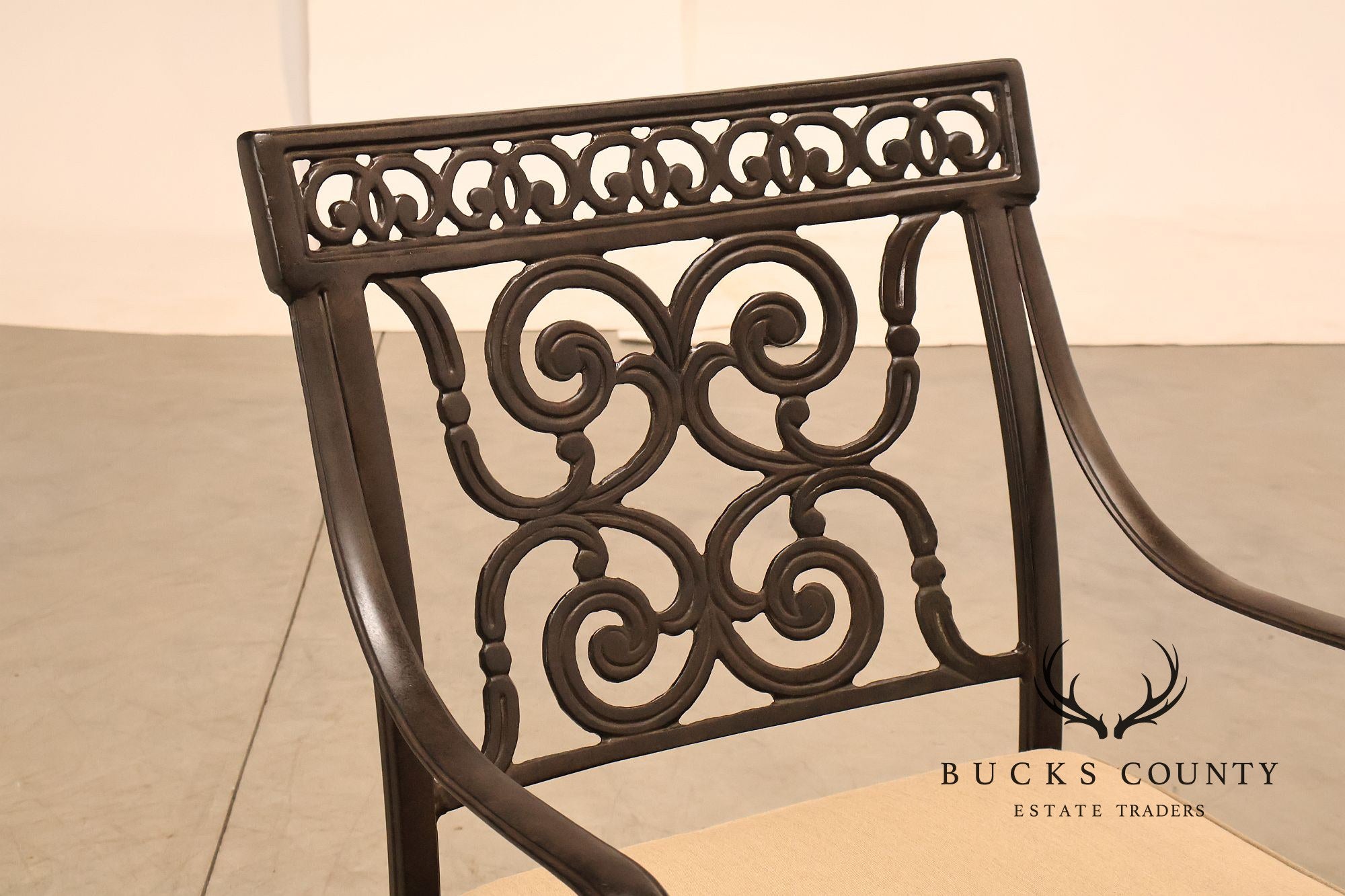 Castelle Cast Aluminum Outdoor Dining Table With Six Chairs Patio Set