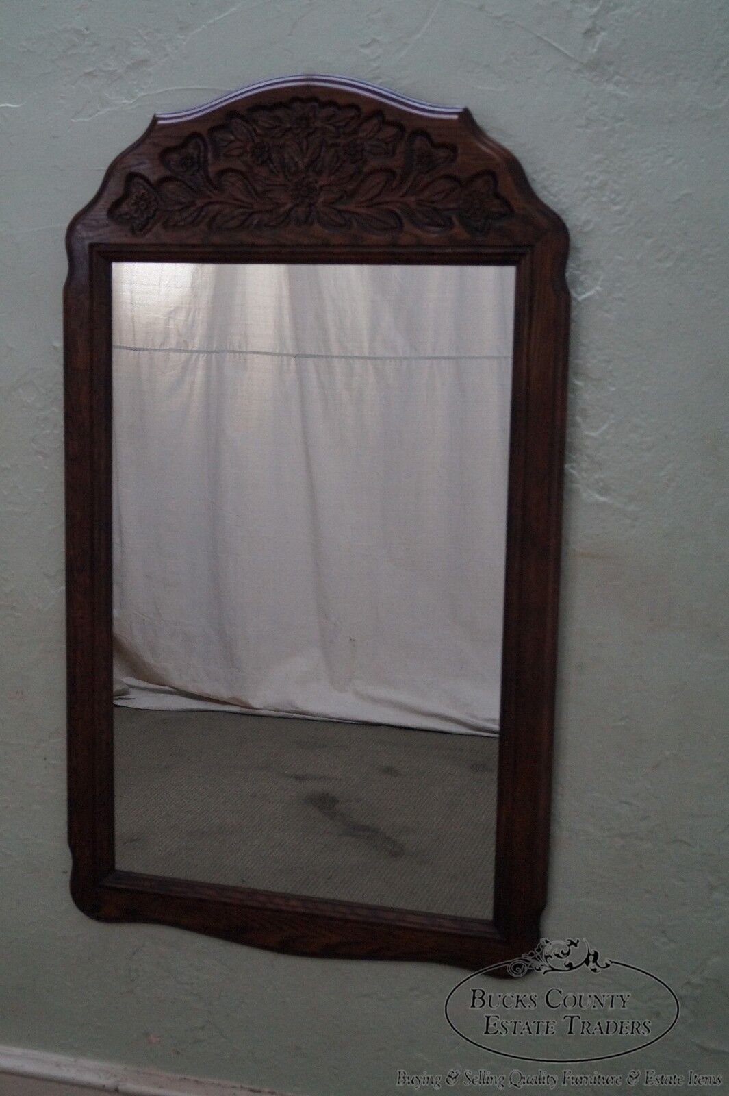 Solid Oak Frame French Country Style Hanging Wall Mirror