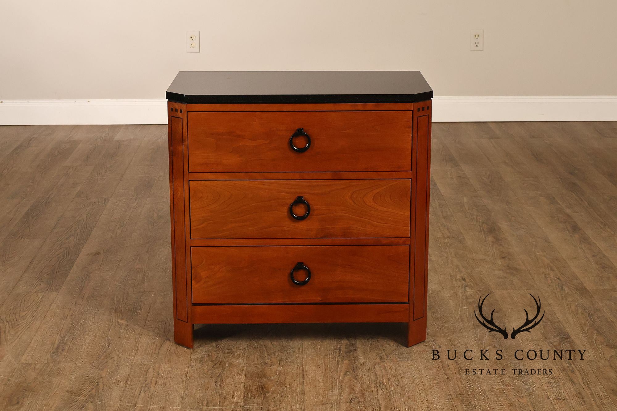 Stickley 21st Century Collection Pair of Granite Top Cherry Nightstands