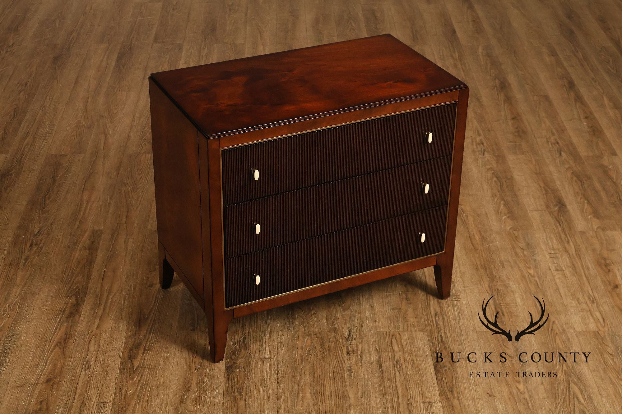 Caracole Art Deco Style Pair of Mahogany Chest Nightstands