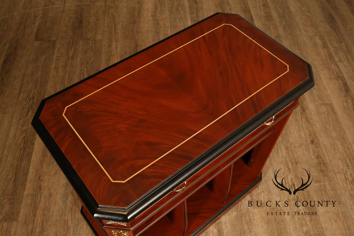 Neoclassical Empire Style Greek Key Mahogany Telephone Stand Cabinet