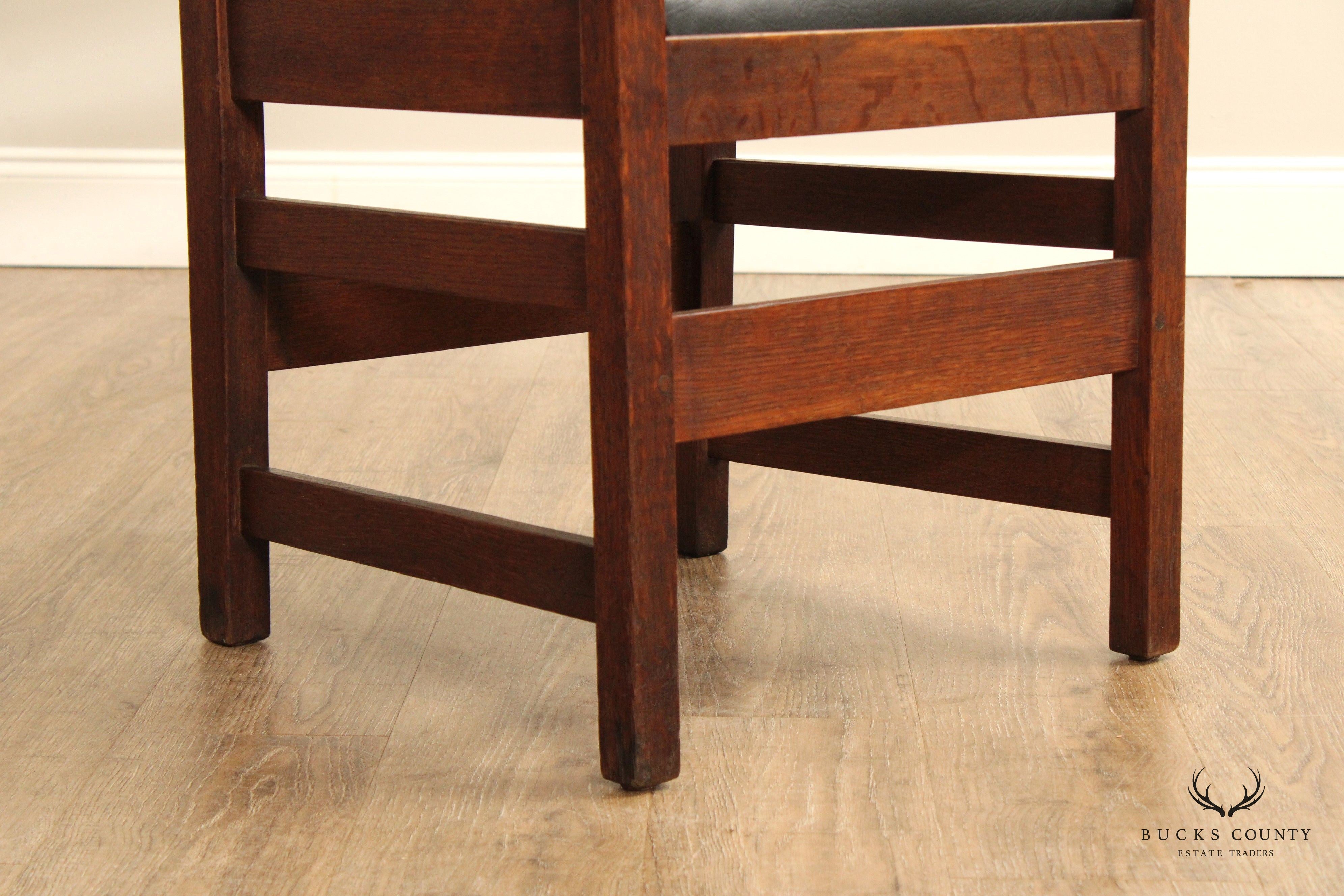 Mission Style Assembled Set of Seven Oak Ladder Back Dining Chairs