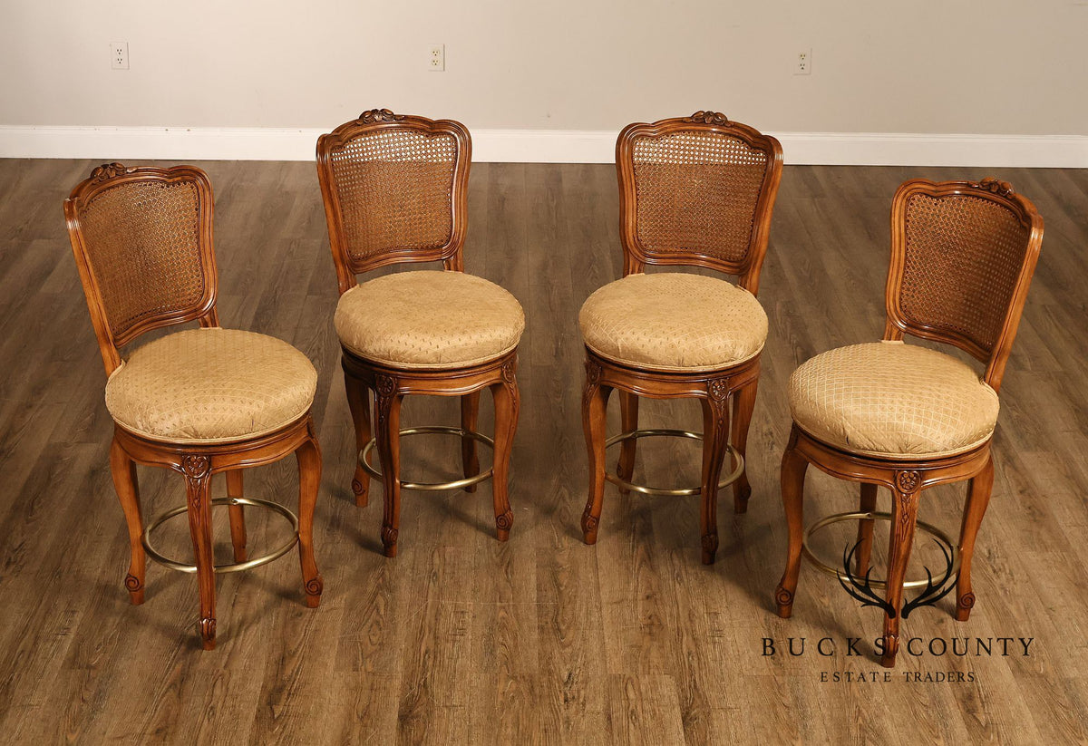 Fremarc Designs Set Of 4 Cane Back Swivel Barstools