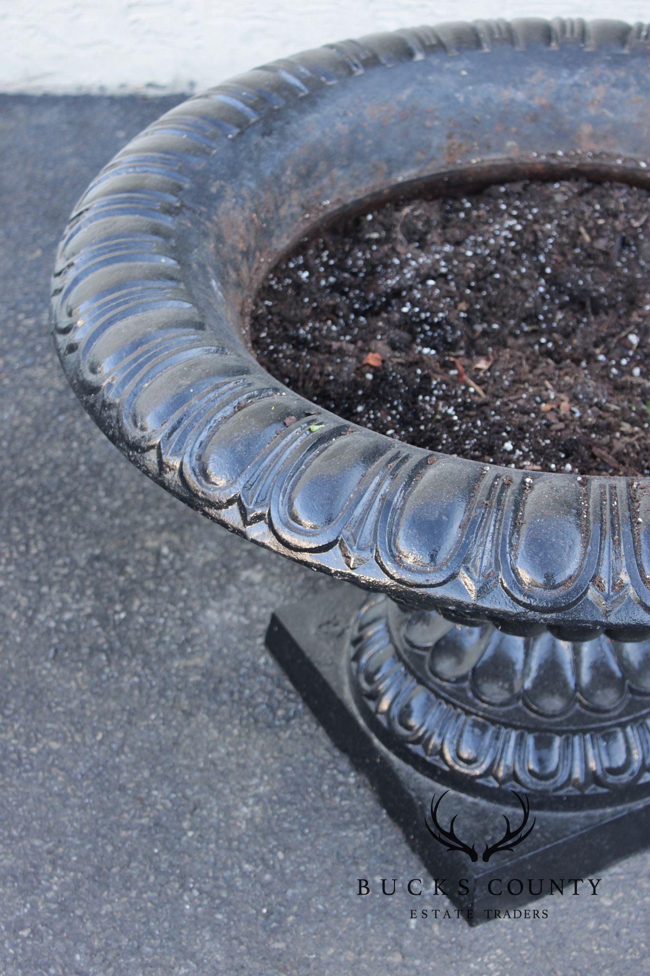 Large Cast Iron  Pair Of Garden Urn Planters