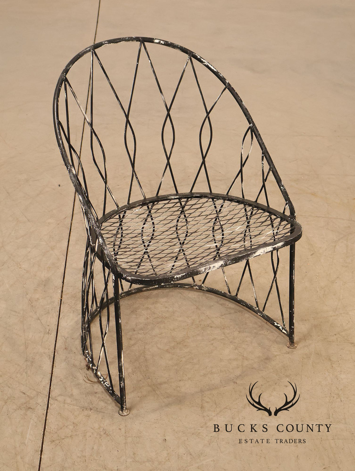 Salterini Wrought Iron Outdoor Patio Barrel Armchair