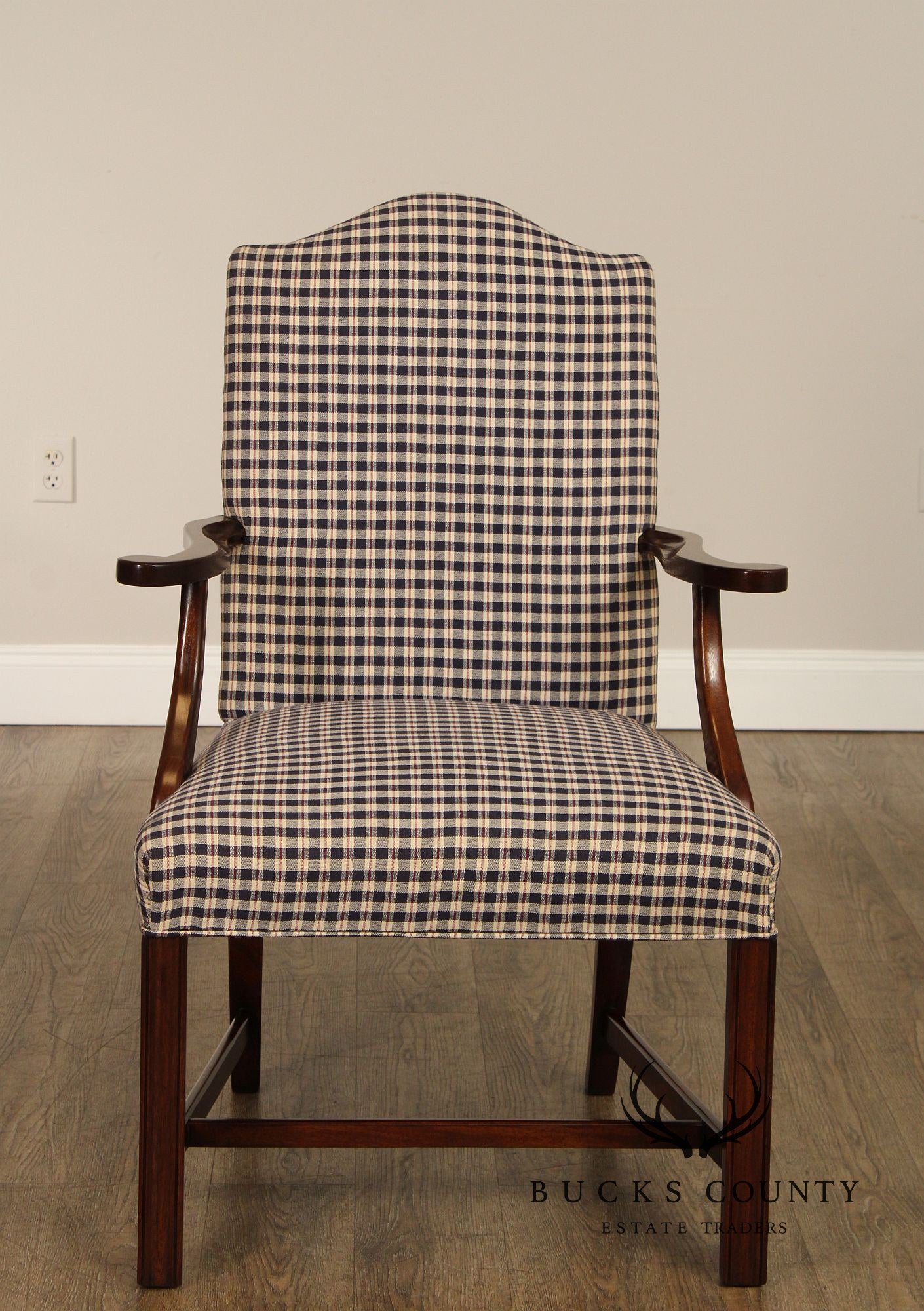 Chippendale Style Carved Mahogany Library Armchair, Most Likely By Hickory Chair (Not Labeled)