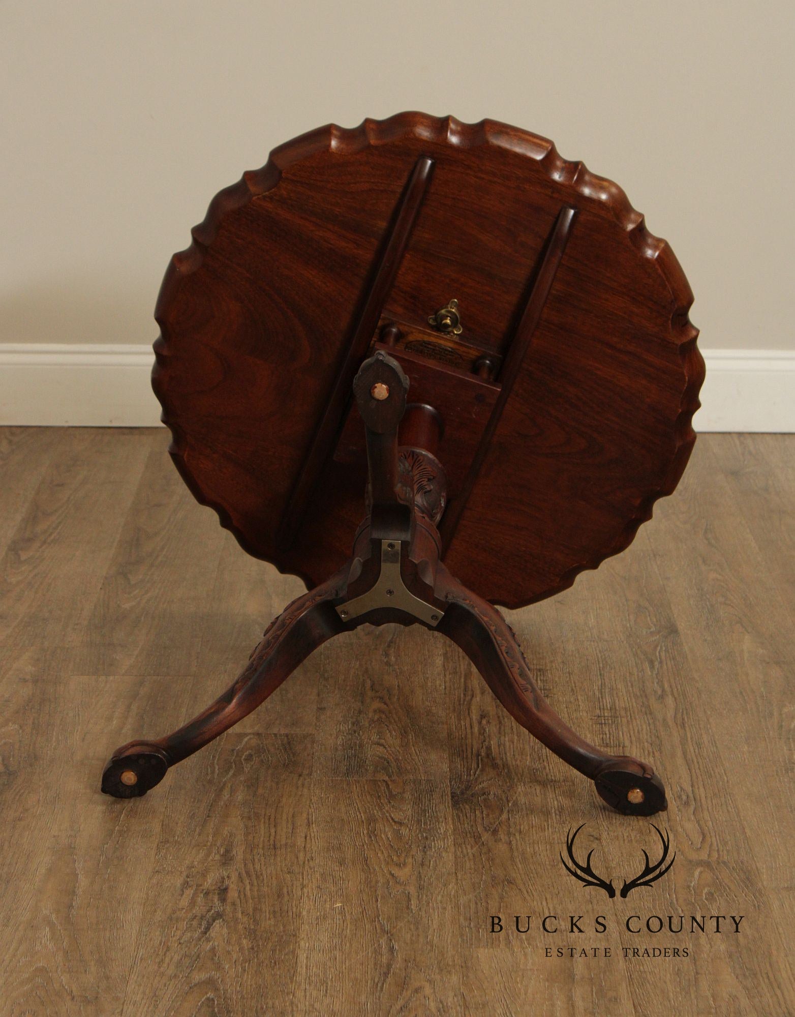 Henkel Harris Carved Mahogany Tilt Top Tea Table