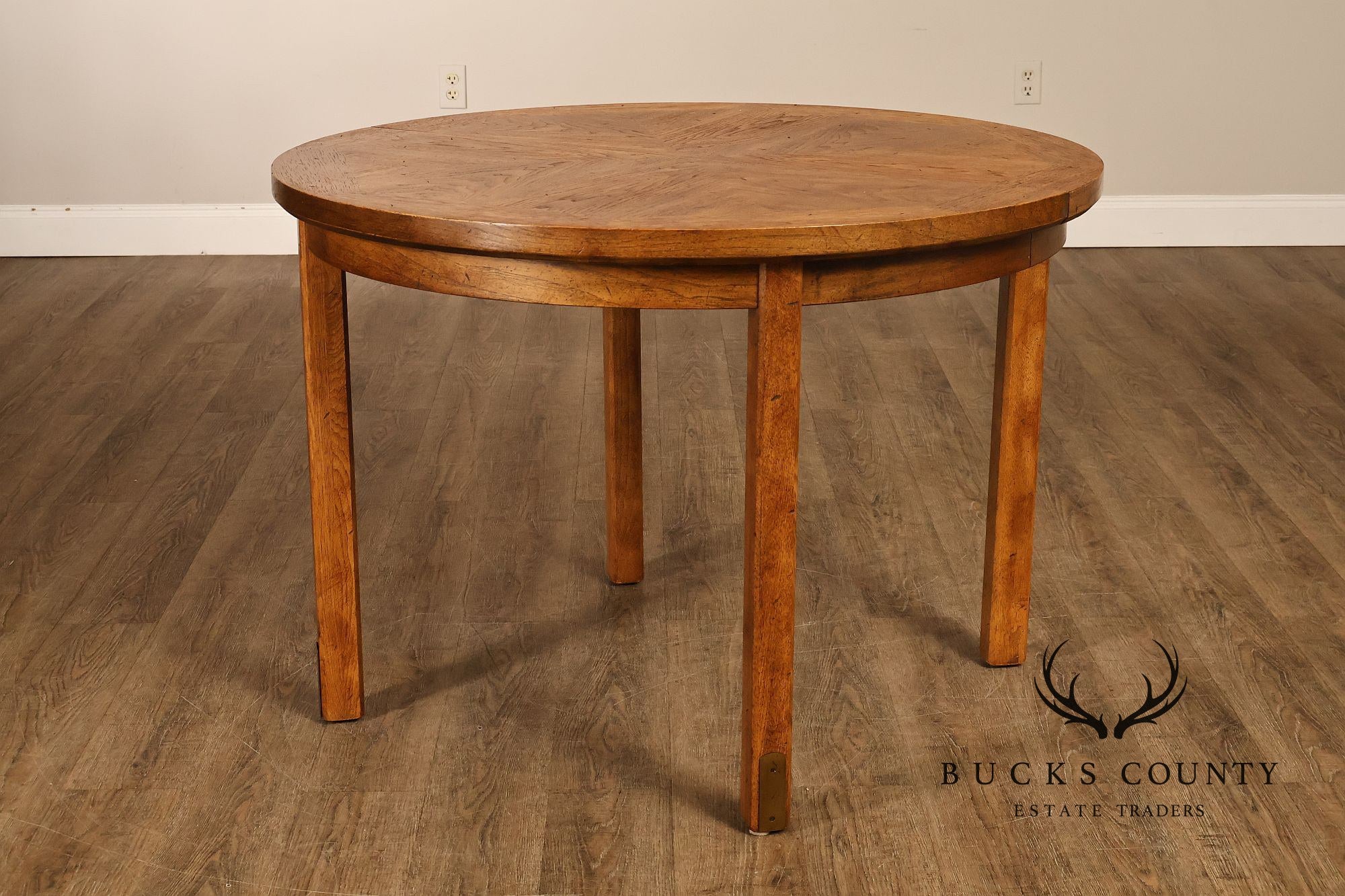 Drexel 'Woodbriar' Campaign Style Round Expandable Dining Table