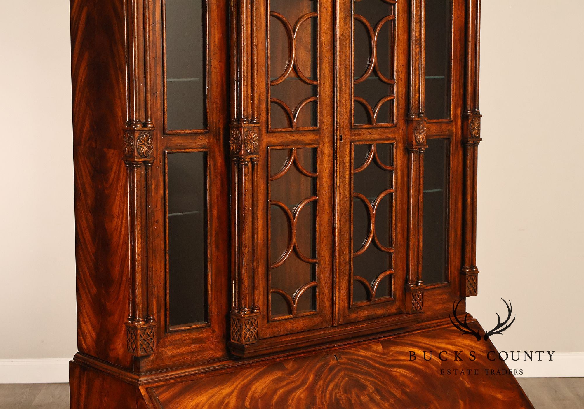 Maitland Smith Georgian Style Mahogany Secretary Bookcase