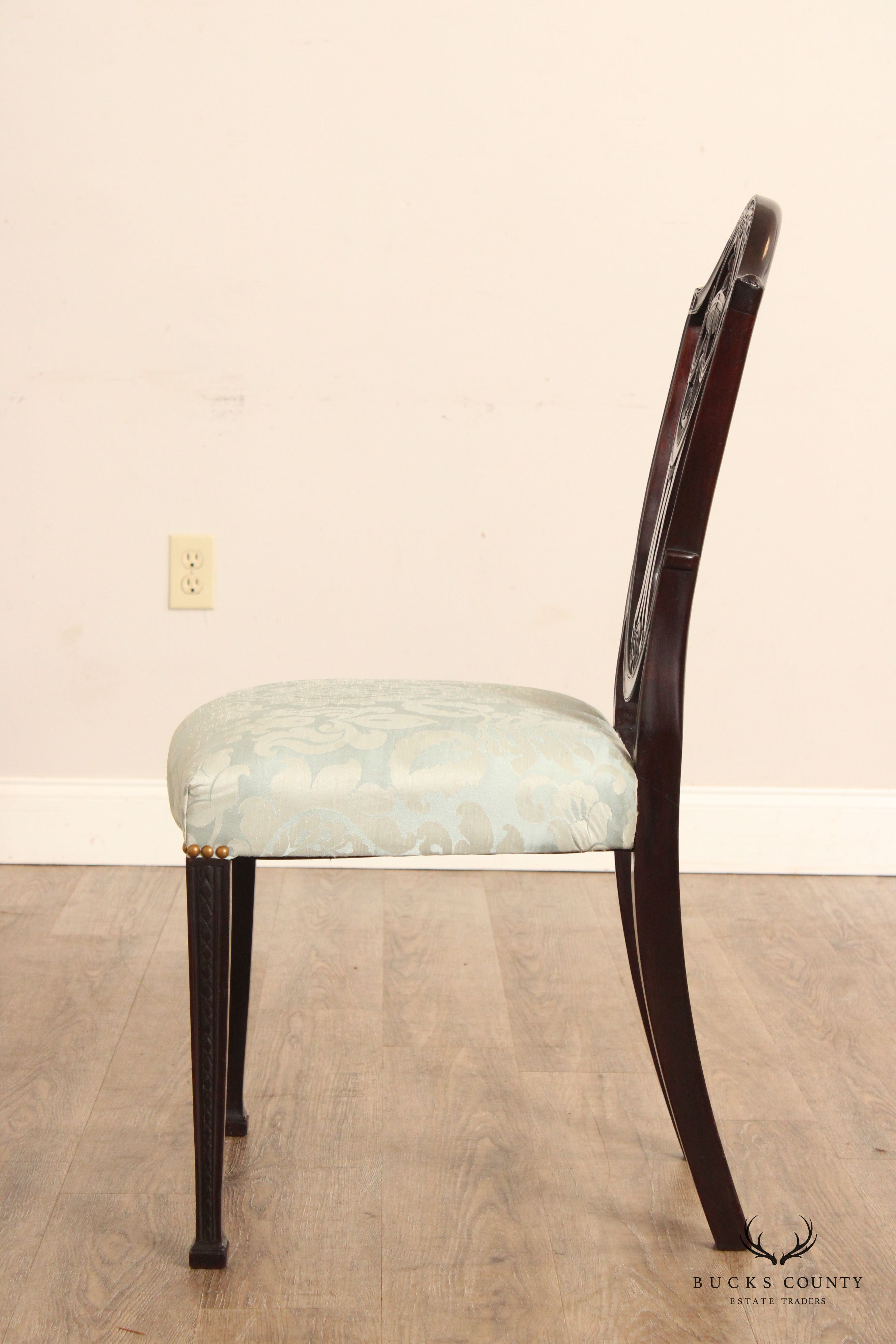 Hepplewhite Style Pair of Mahogany Shield-Back Side Chairs