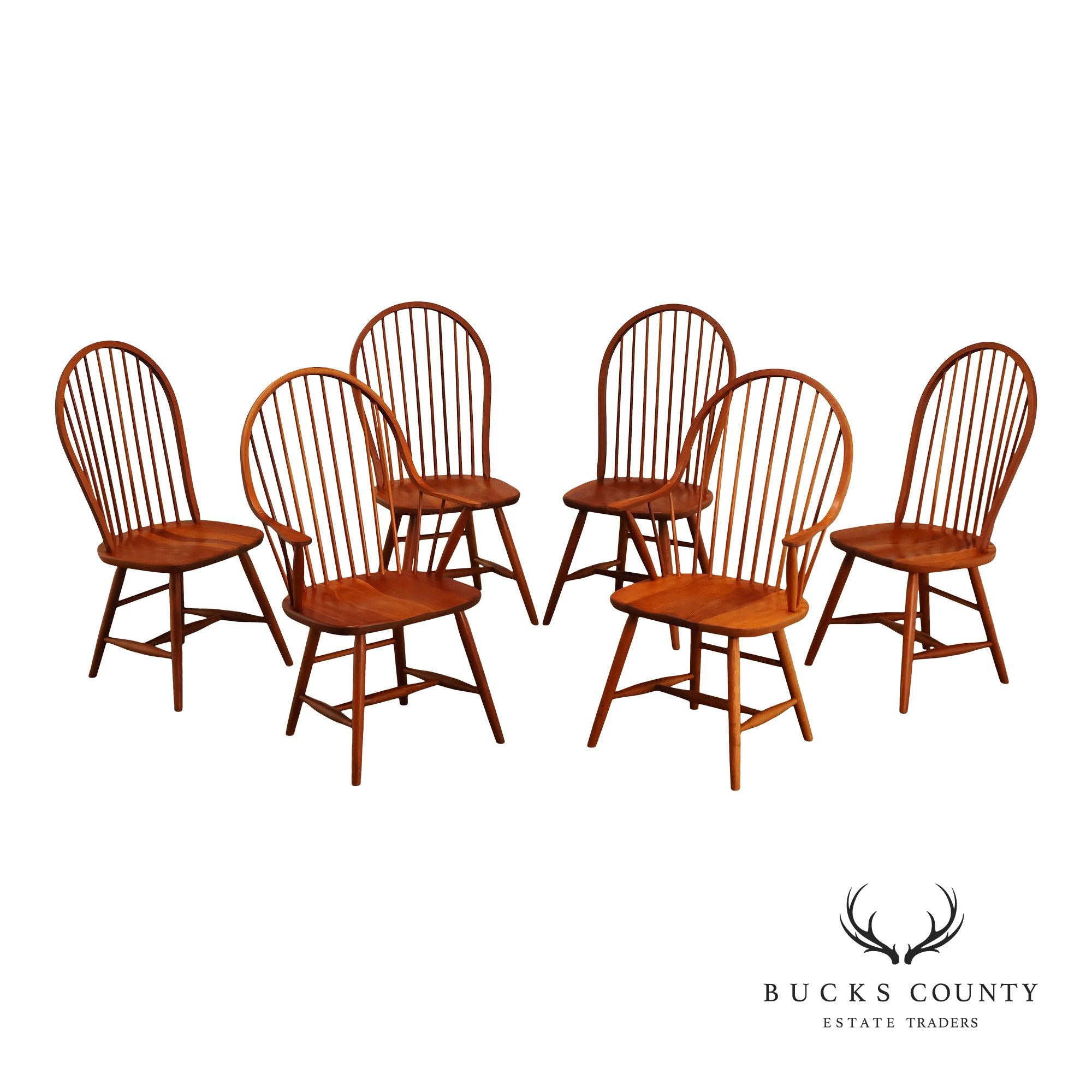 Martin’s Inc Windsor Style Set of 6 Cherry Dining Chairs