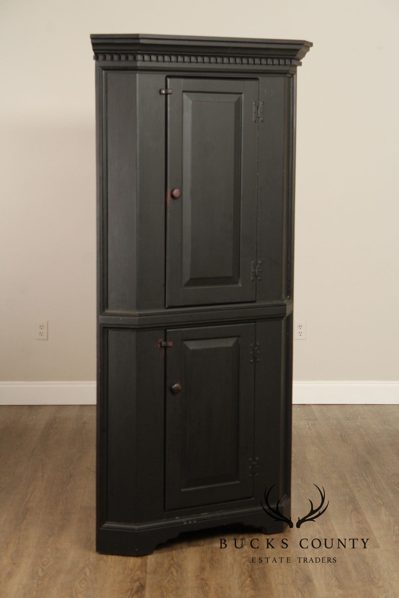 Primitive Distress Painted Corner Cupboard