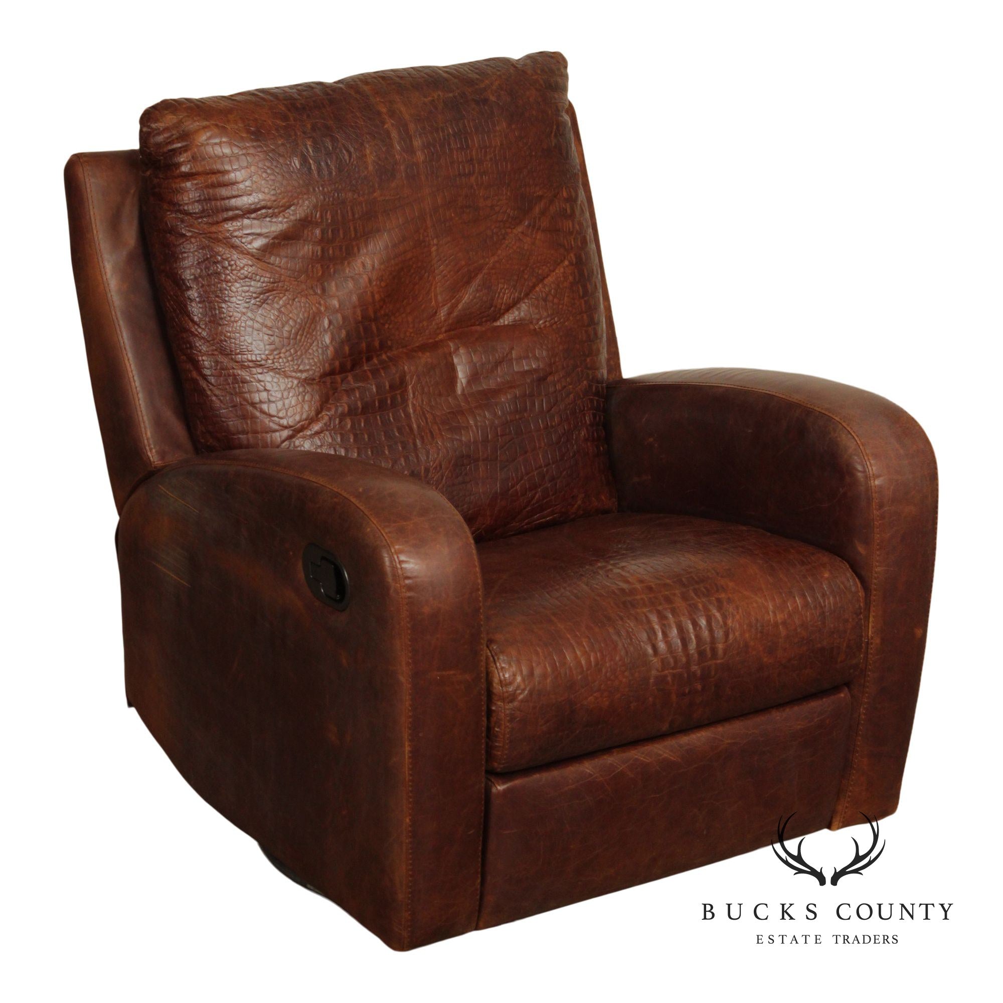 Art Deco Style Italian Leather Recliner Armchair