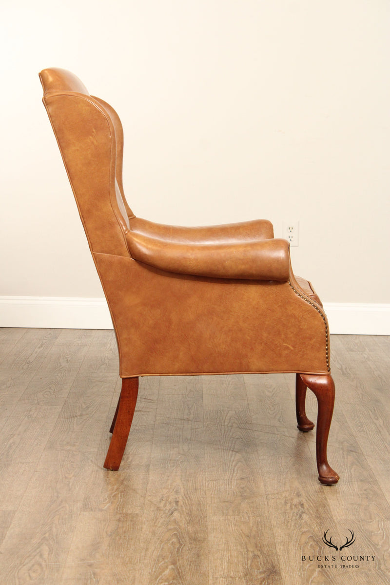Leathercraft Queen Anne Style Leather Wing Chair
