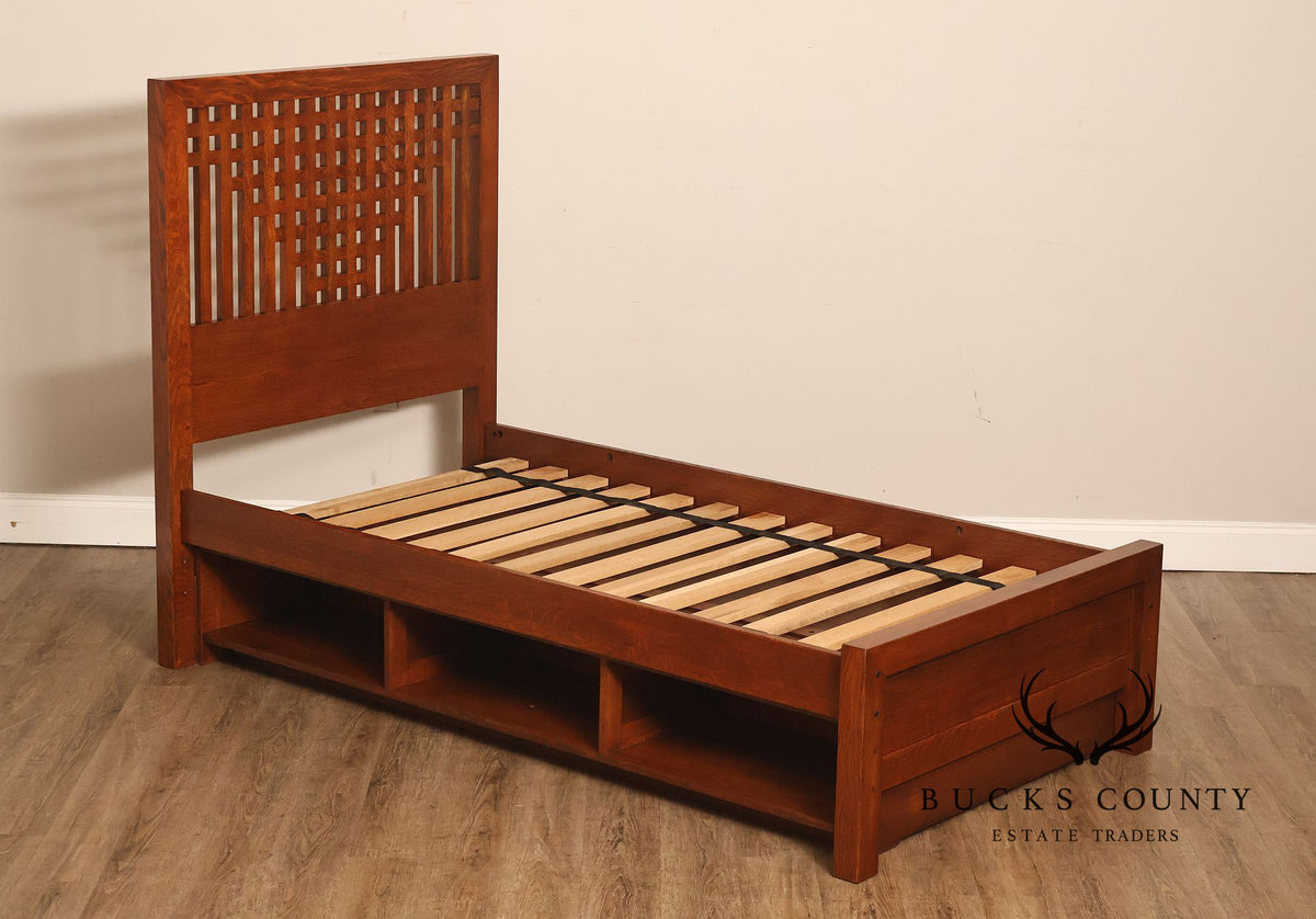 Stickley Antiquities Collection Mission Oak Twin Storage Bed