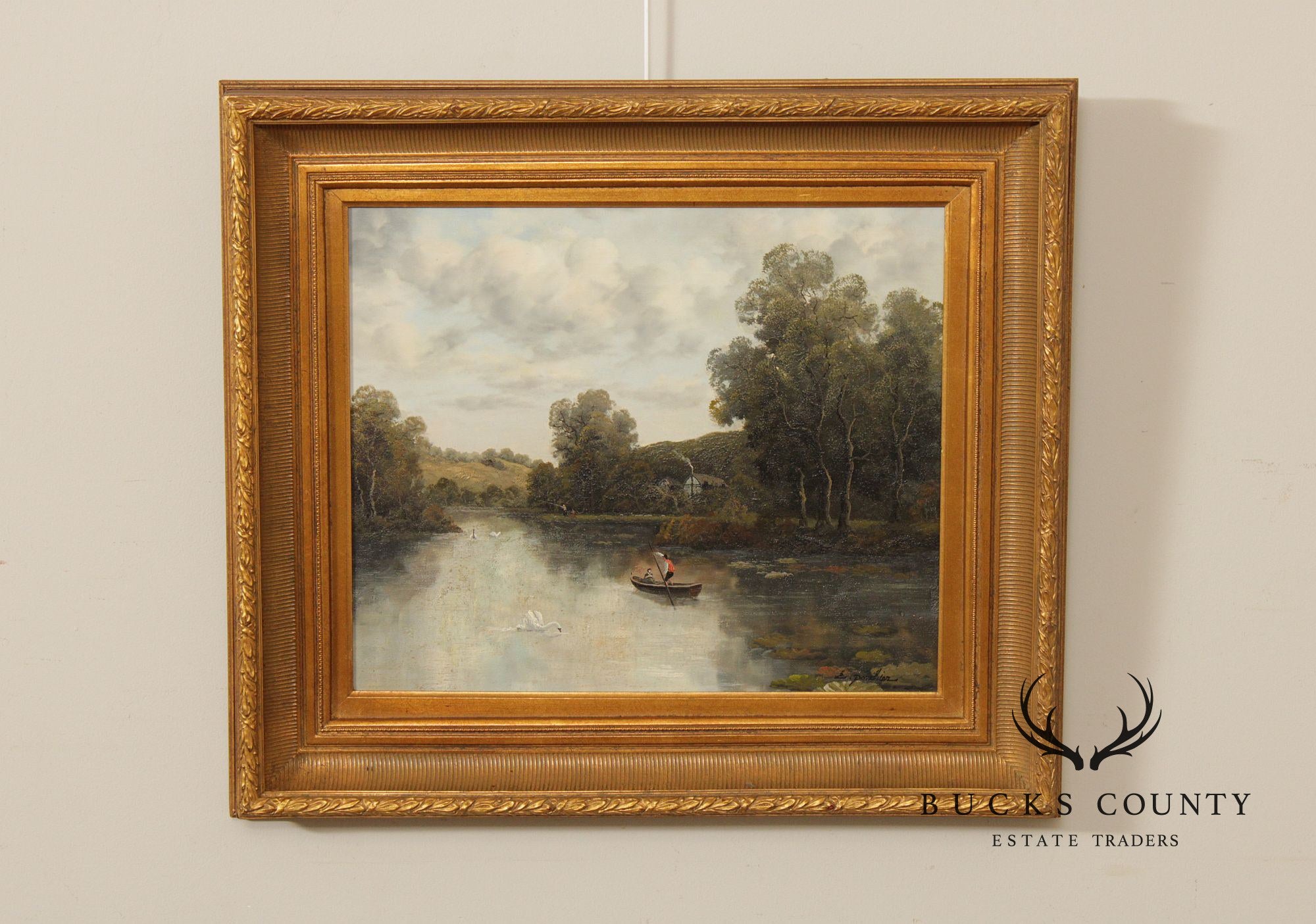 E. Ponthier Continental School Landscape Oil Painting