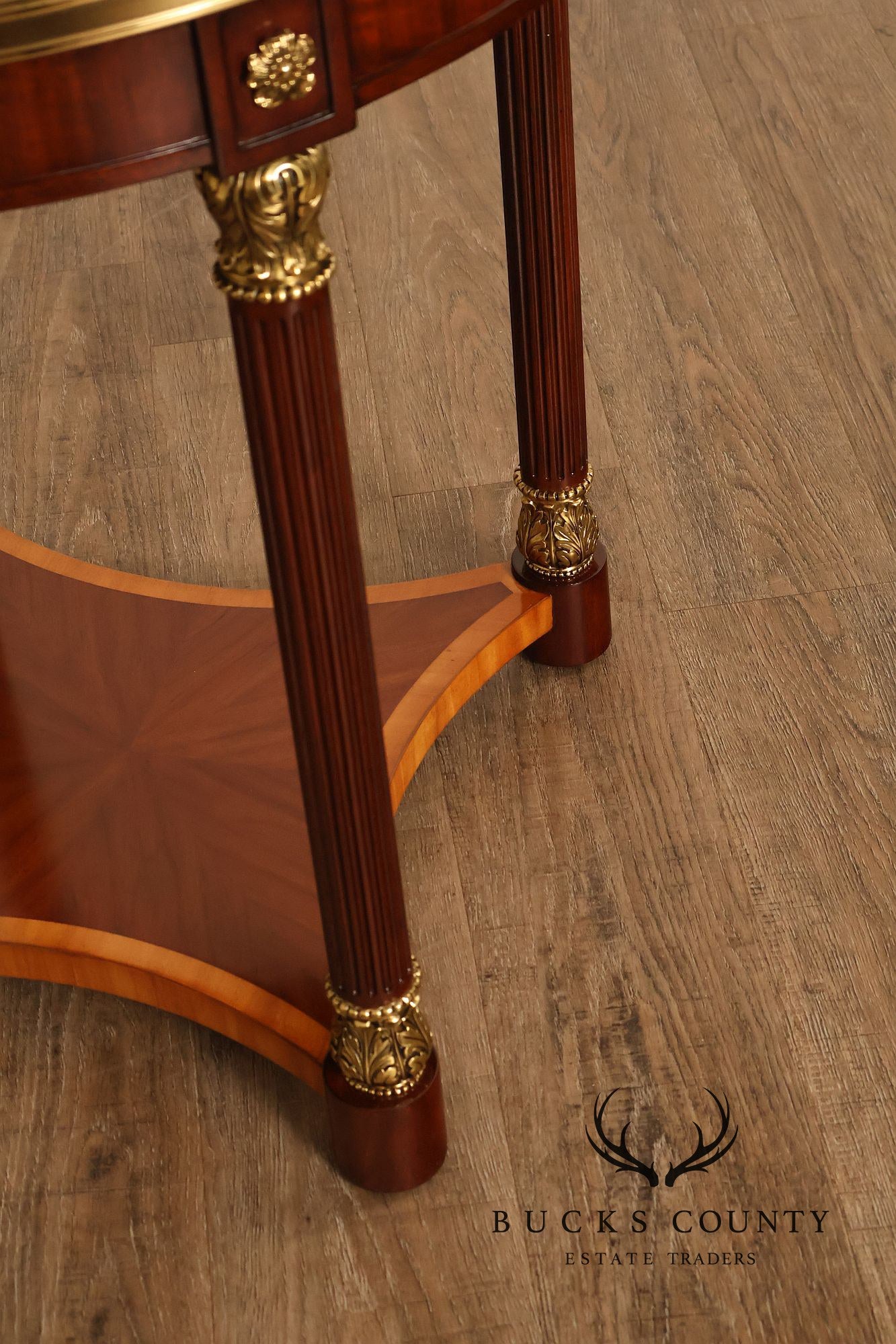 Theodore Alexander Pair of 'Paulette' Mahogany Side Tables