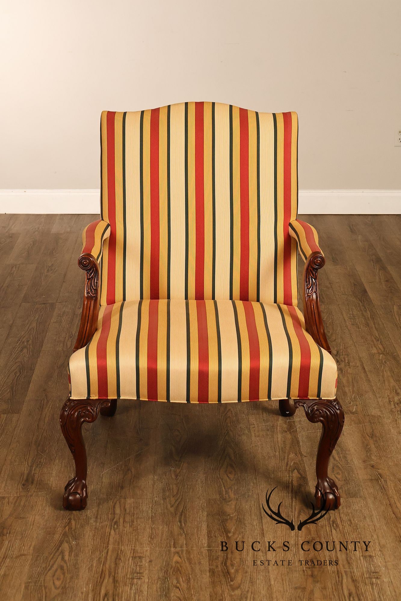 Southwood Chippendale Style Pair of Carved Mahogany Armchairs