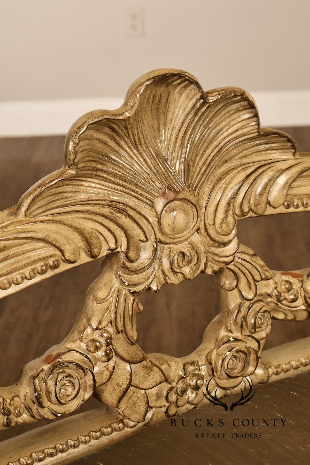 French Louis XV Style Carved Painted Upholstered Bench