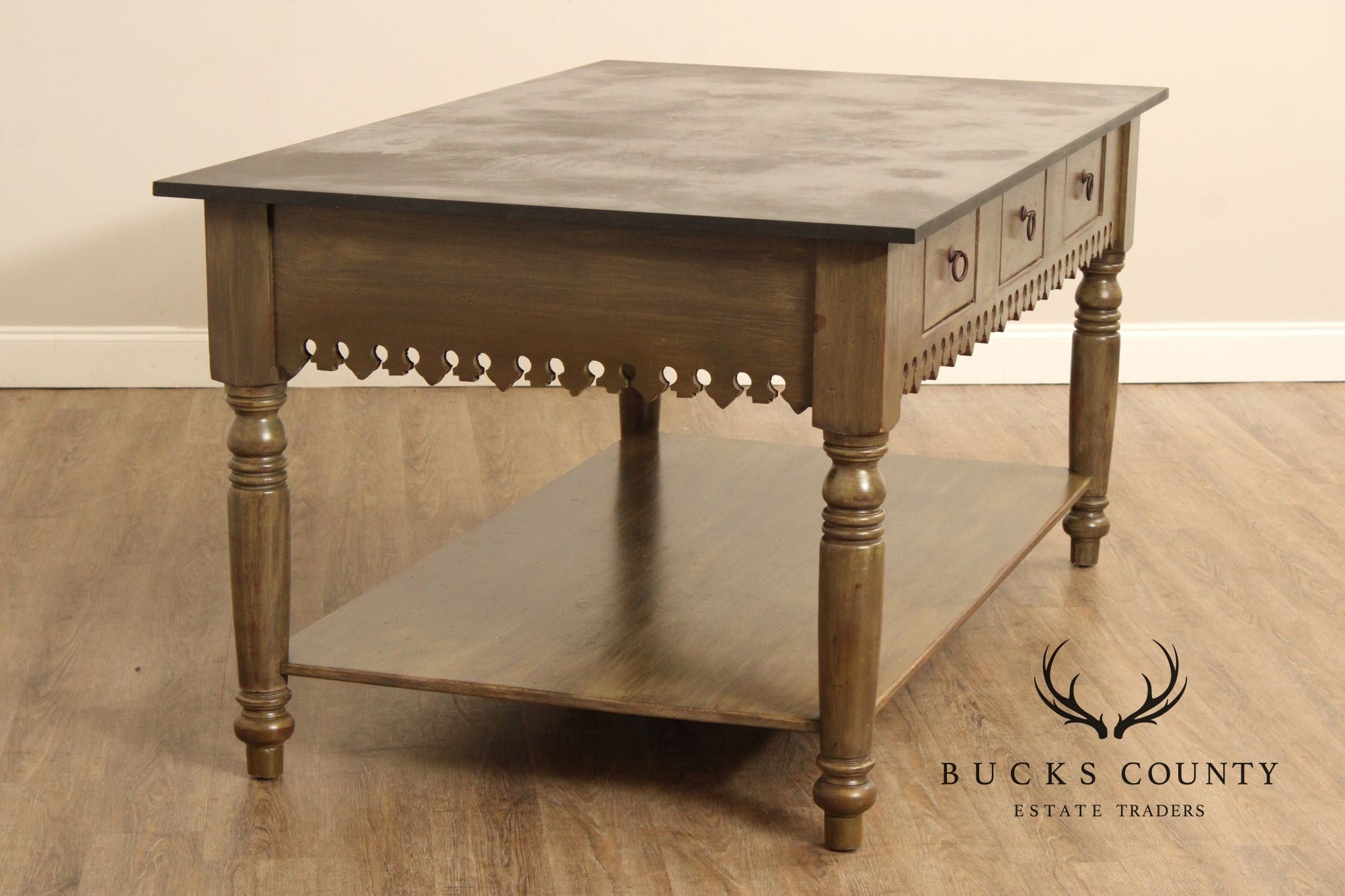 Rustic Farmhouse Style Large Slate Top Island Table