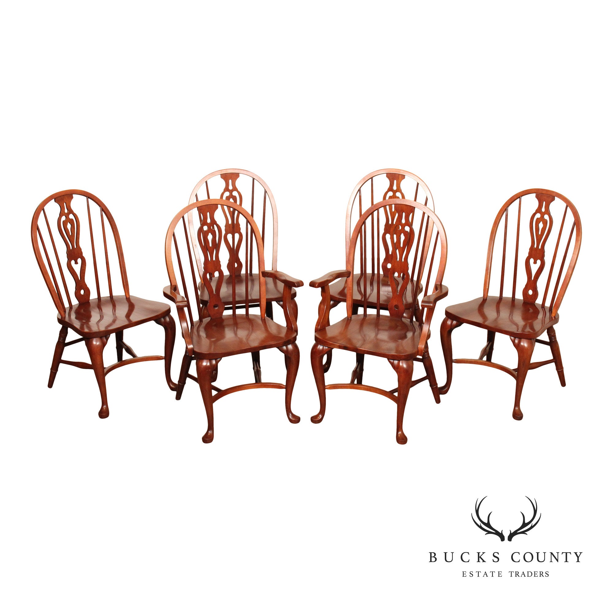 Pennsylvania House Set of Six Cherry Windsor Dining Chairs