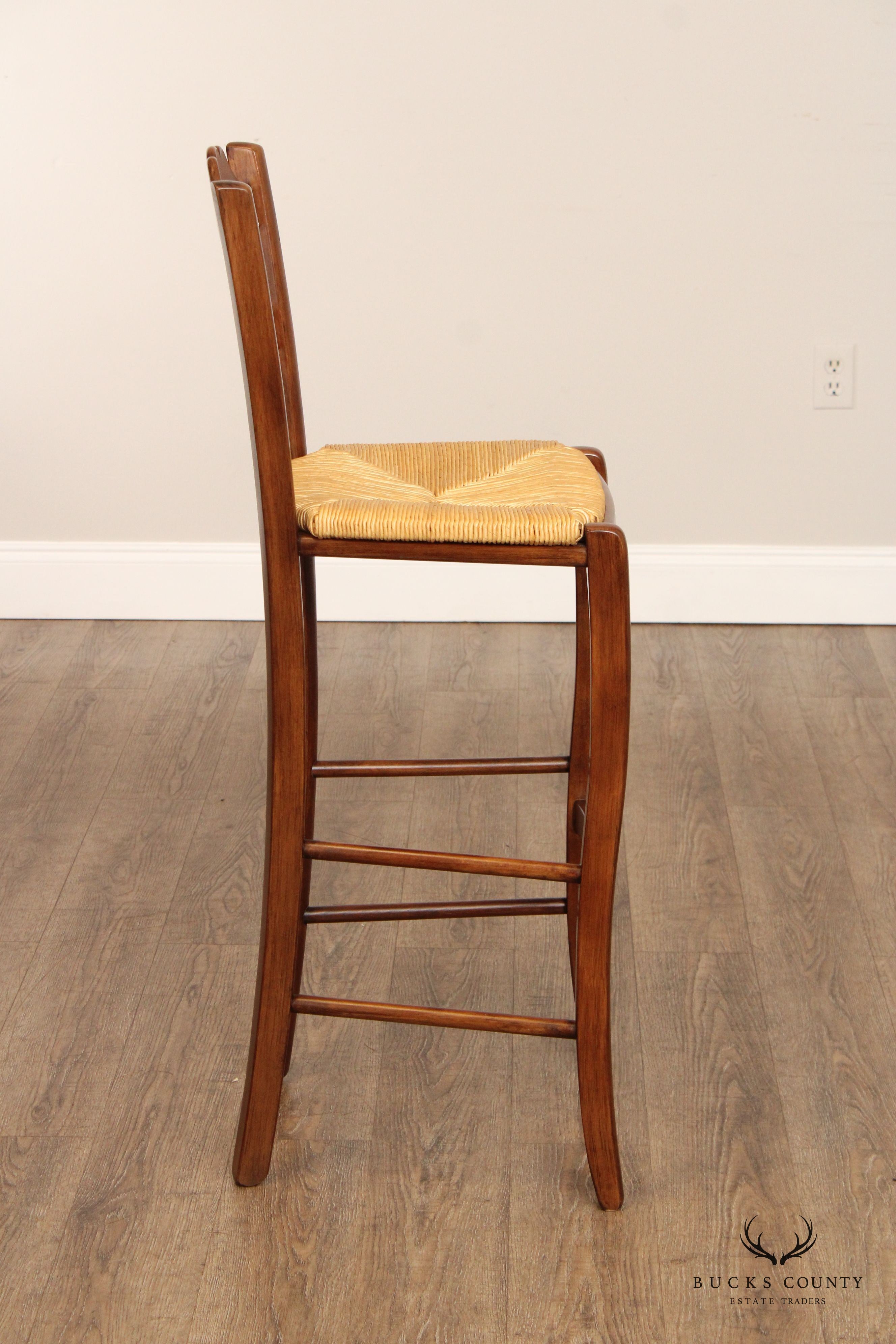 Ballard Designs 'LeMans' French Country Style Pair of Rush Seat Bar Stools