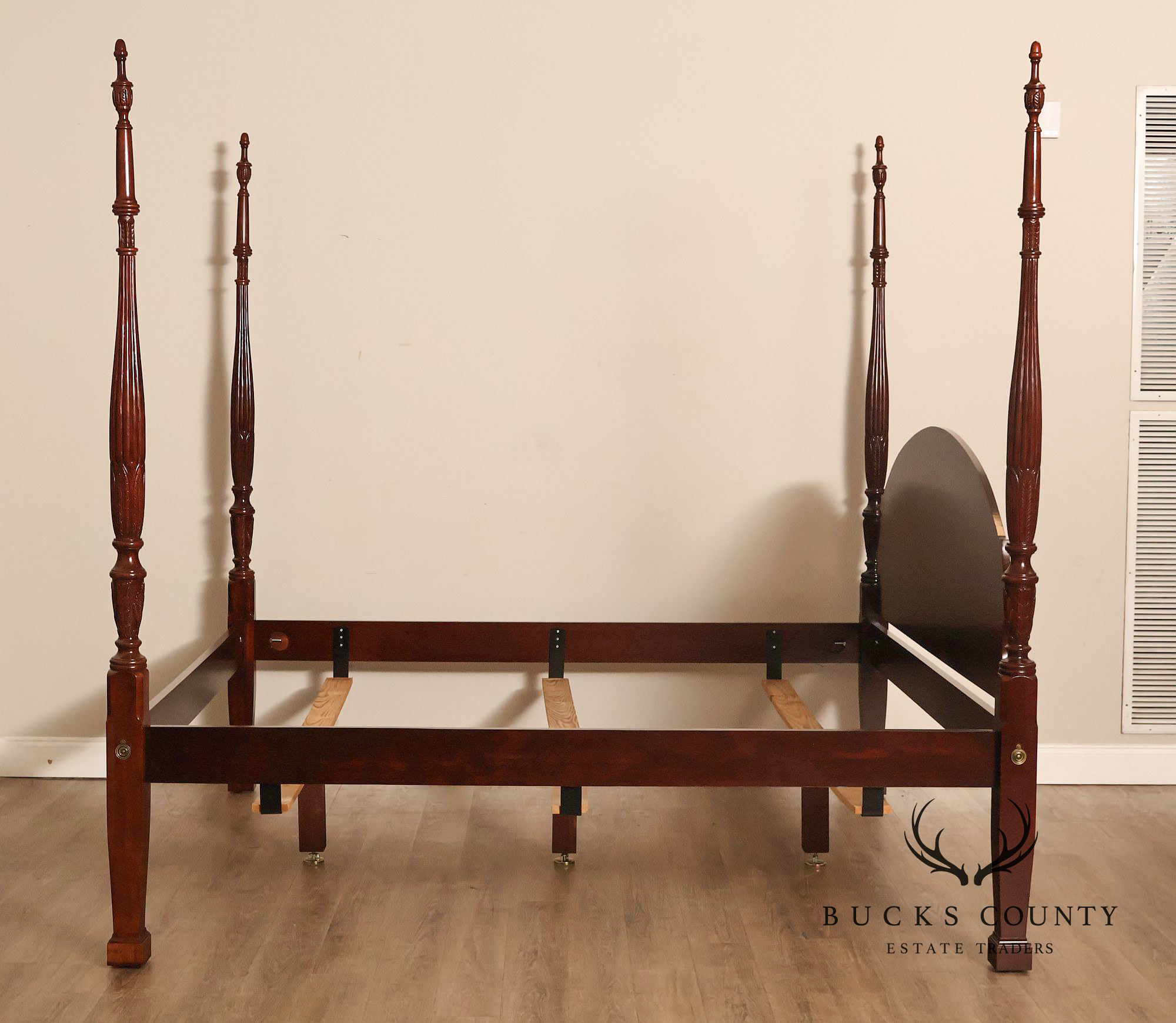 Craftique Mebane Rice Traditional Mahogany King Four Poster Bed