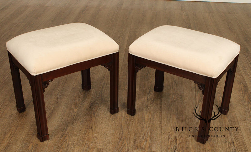 Harden Furniture Chippendale Style Pair of Mahogany Benches