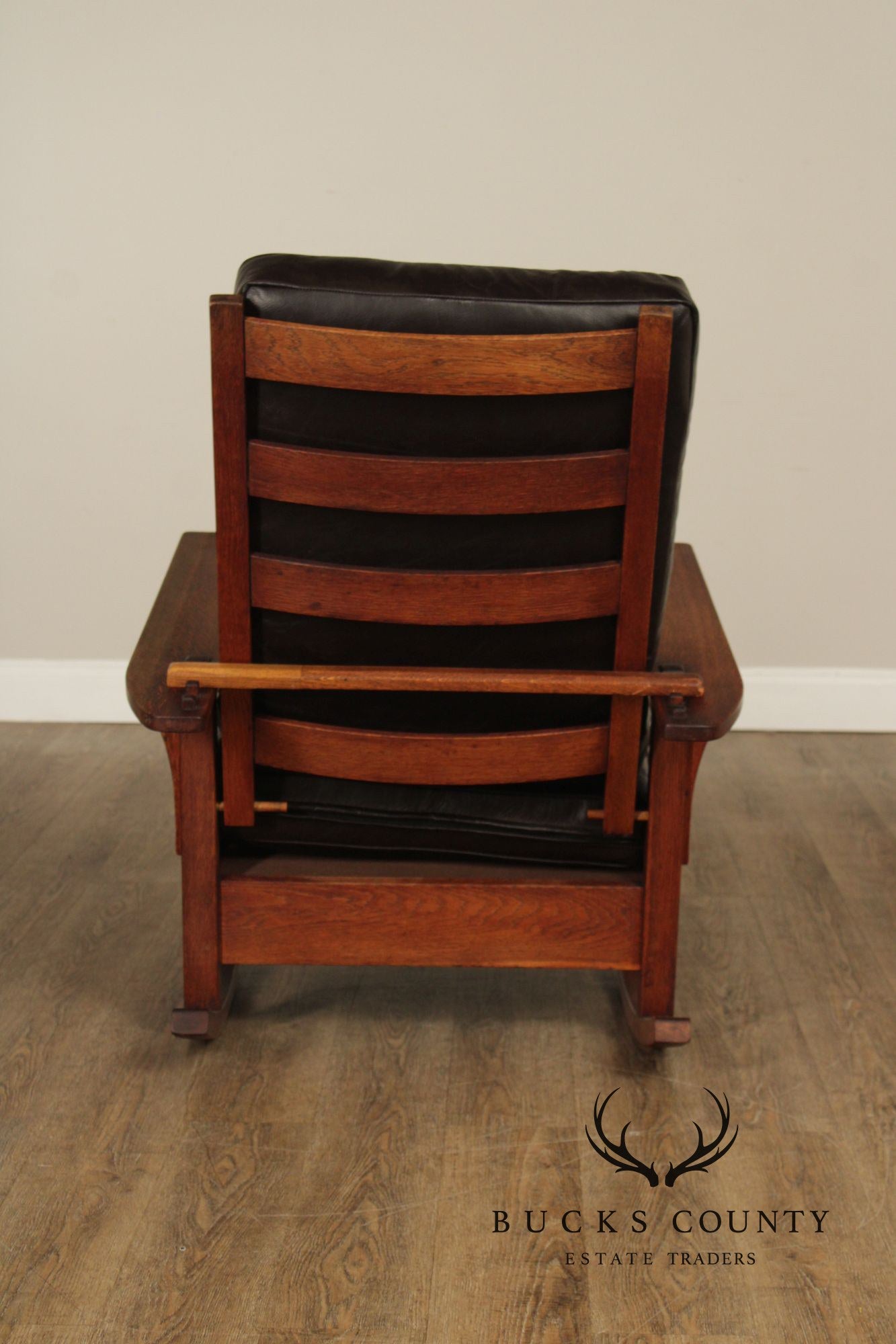 Antique L. & J.G. Stickley Mission Oak Morris Rocker