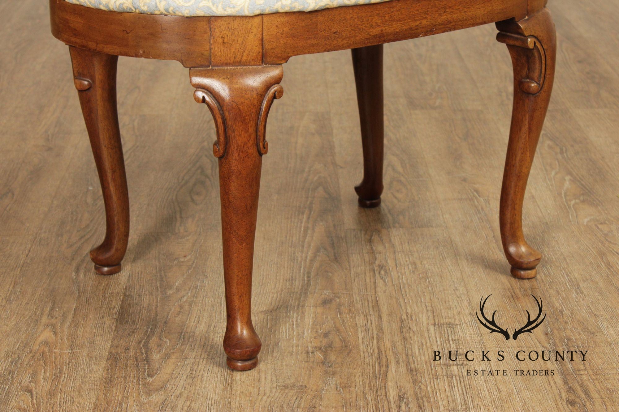 Queen Anne Style Carved Mahogany Vanity Stool
