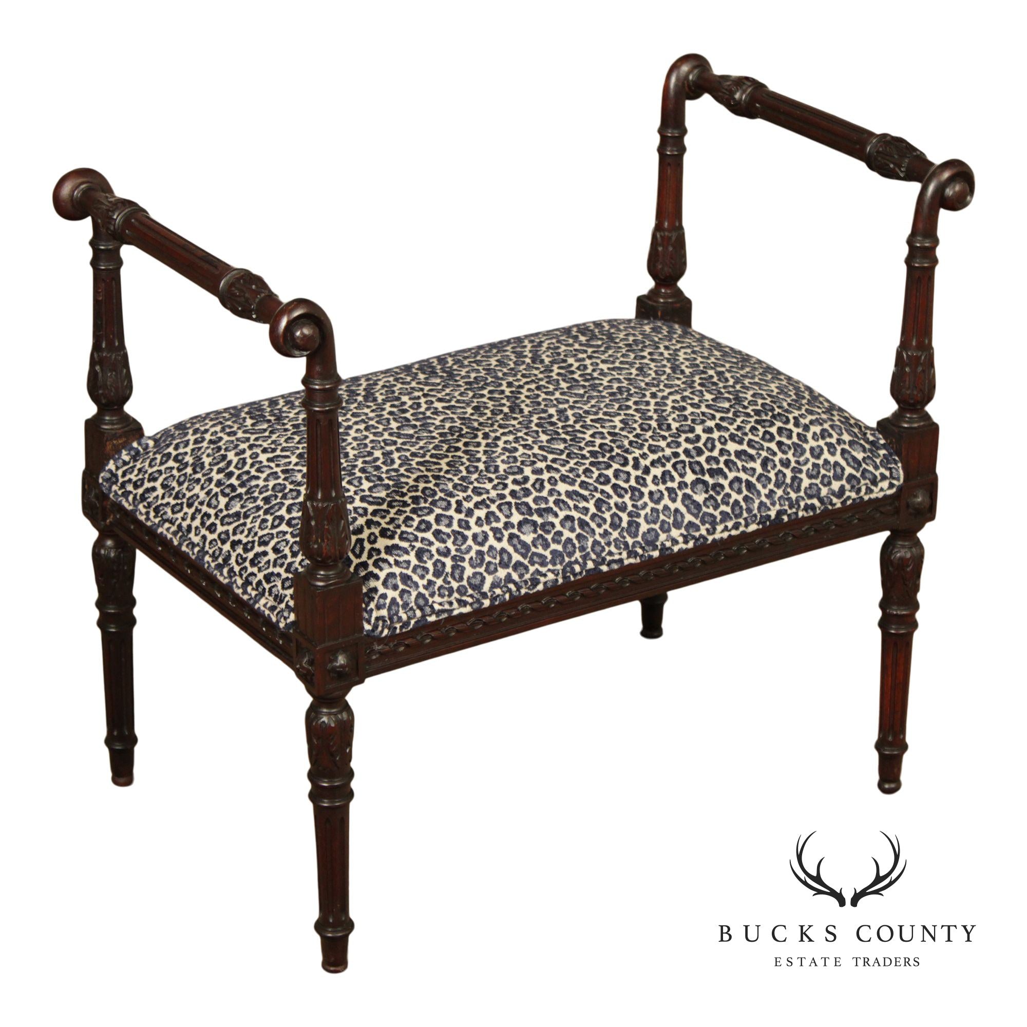 French Louis XVI Style Mahogany Vanity Bench