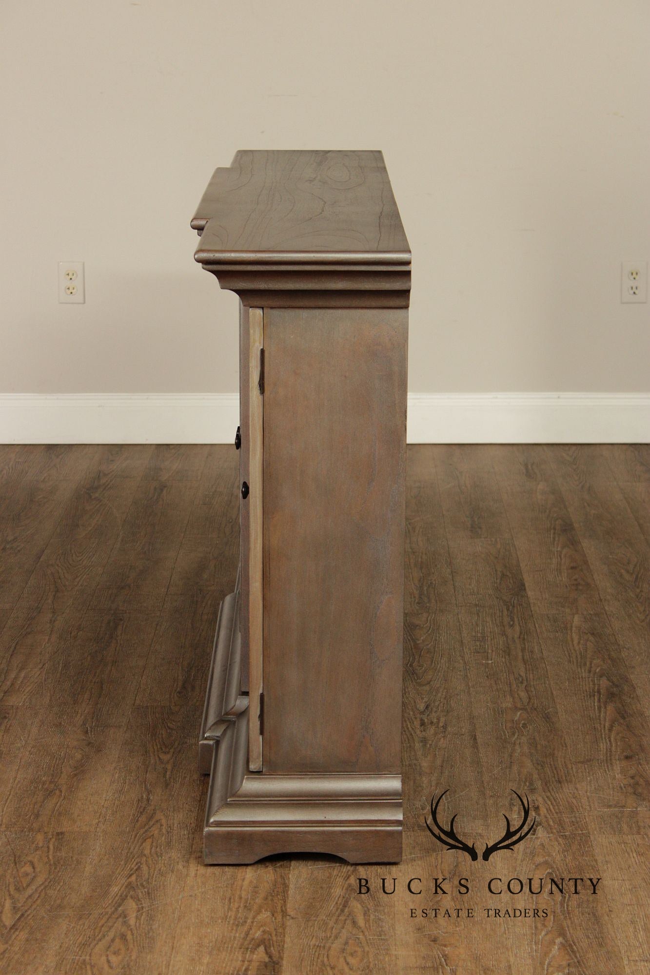 Uttermost Transitional Style  Narrow Four Door Glass Front Cabinet