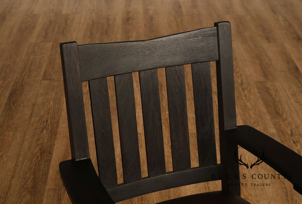 Antique Gustav Stickley Mission Oak V Back Rocking Armchair