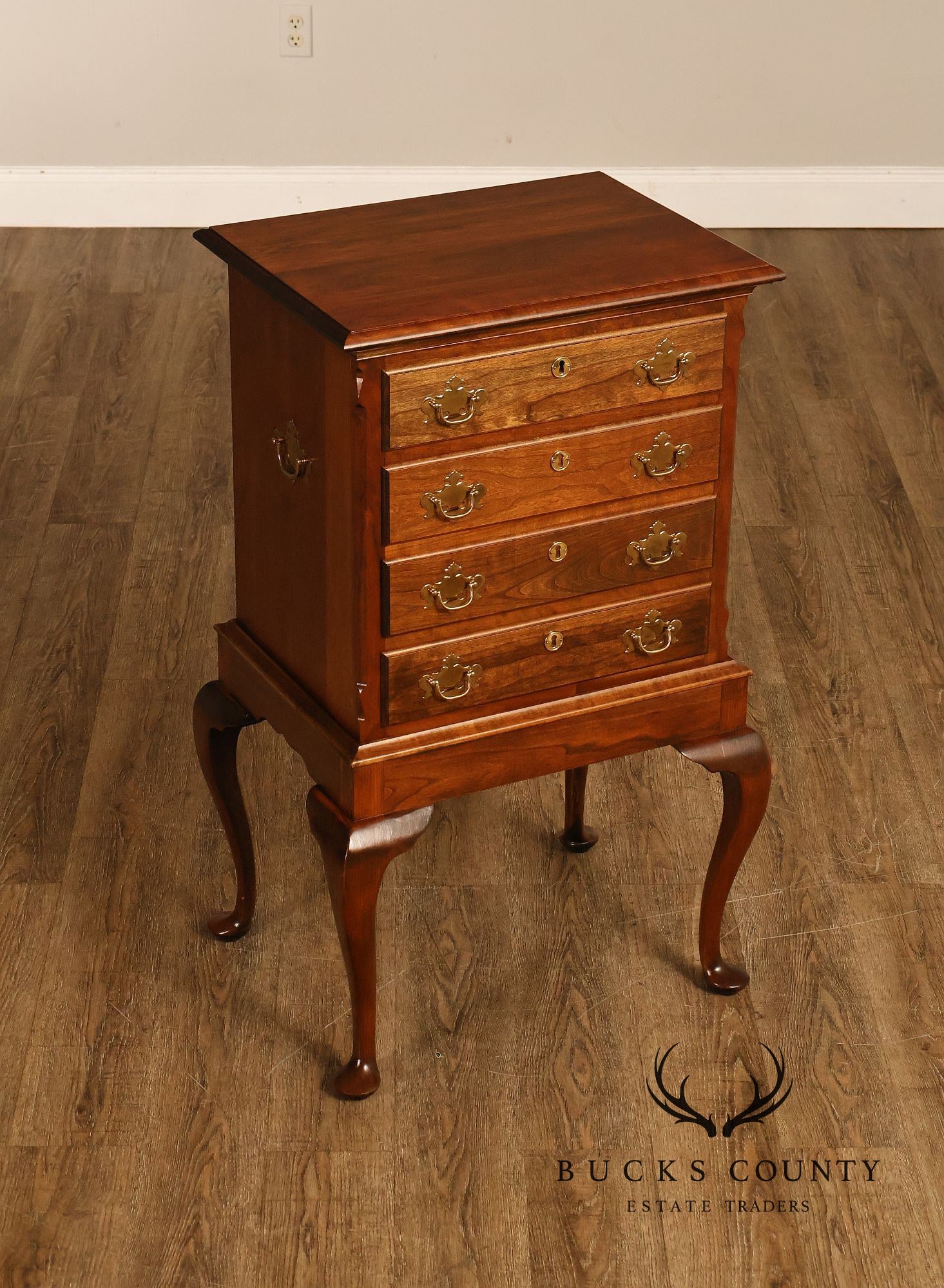 Custom Crafted Queen Anne Style Cherry Silver Chest On Frame