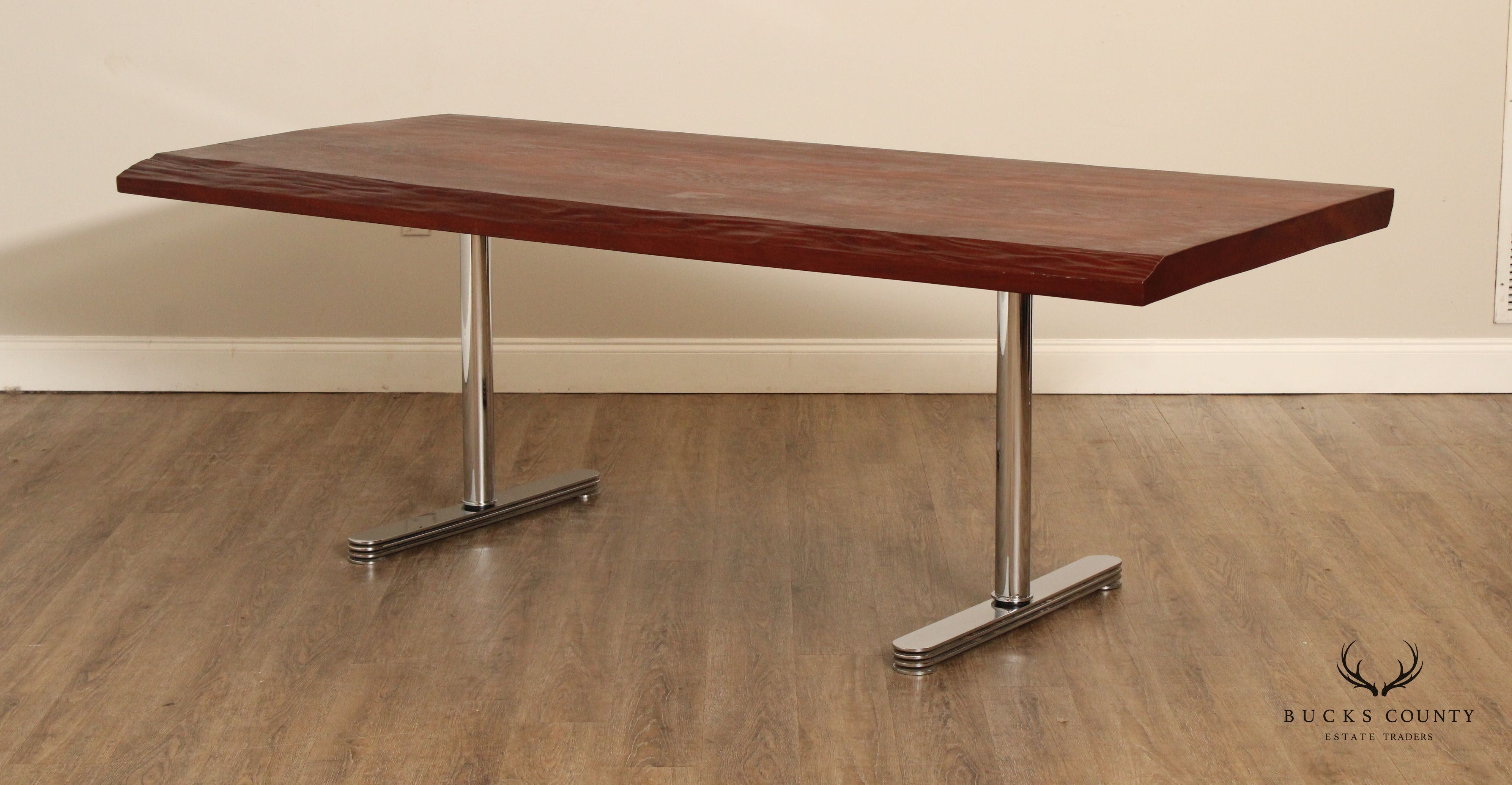 Mid Century Modern Live-Edge Slab Dining Table