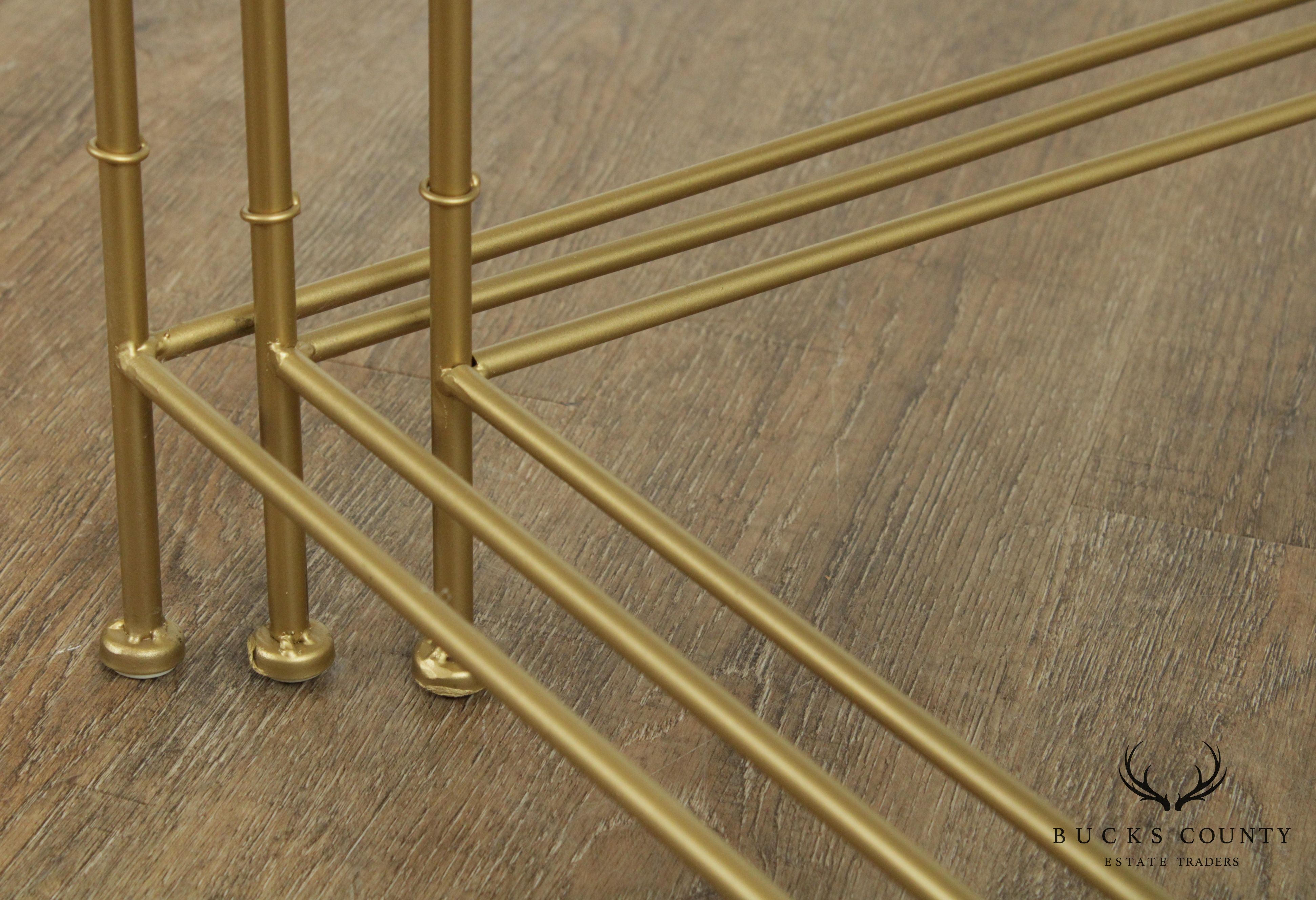 Black and Gold Faux Bamboo Iron Nesting Tables