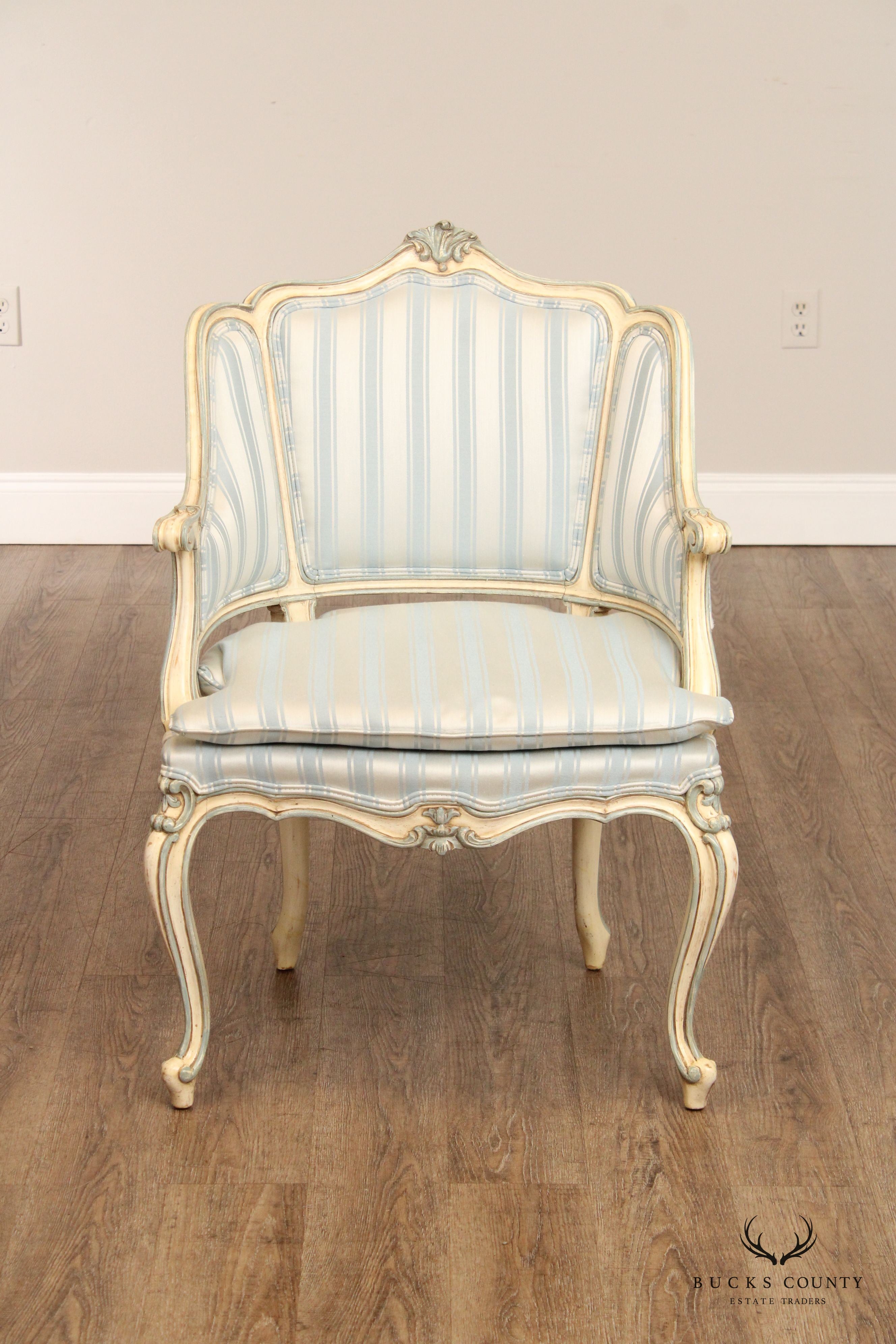 Karges French Provincial Style Painted Bergere Armchair