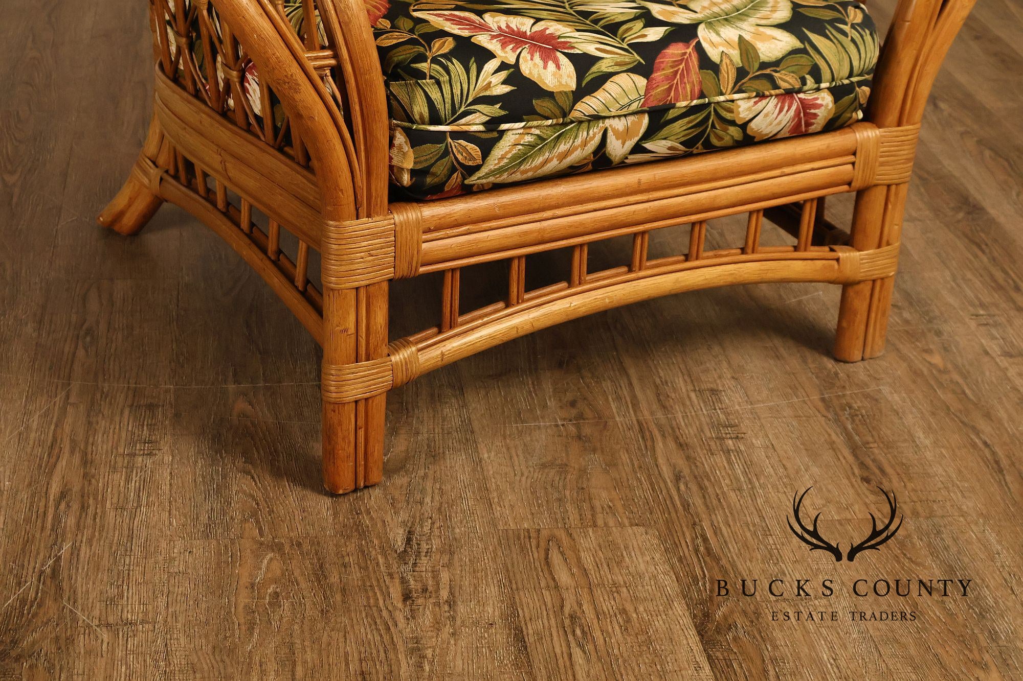 Lane Venture Wicker Lounge Chair With Tropical Upholstery