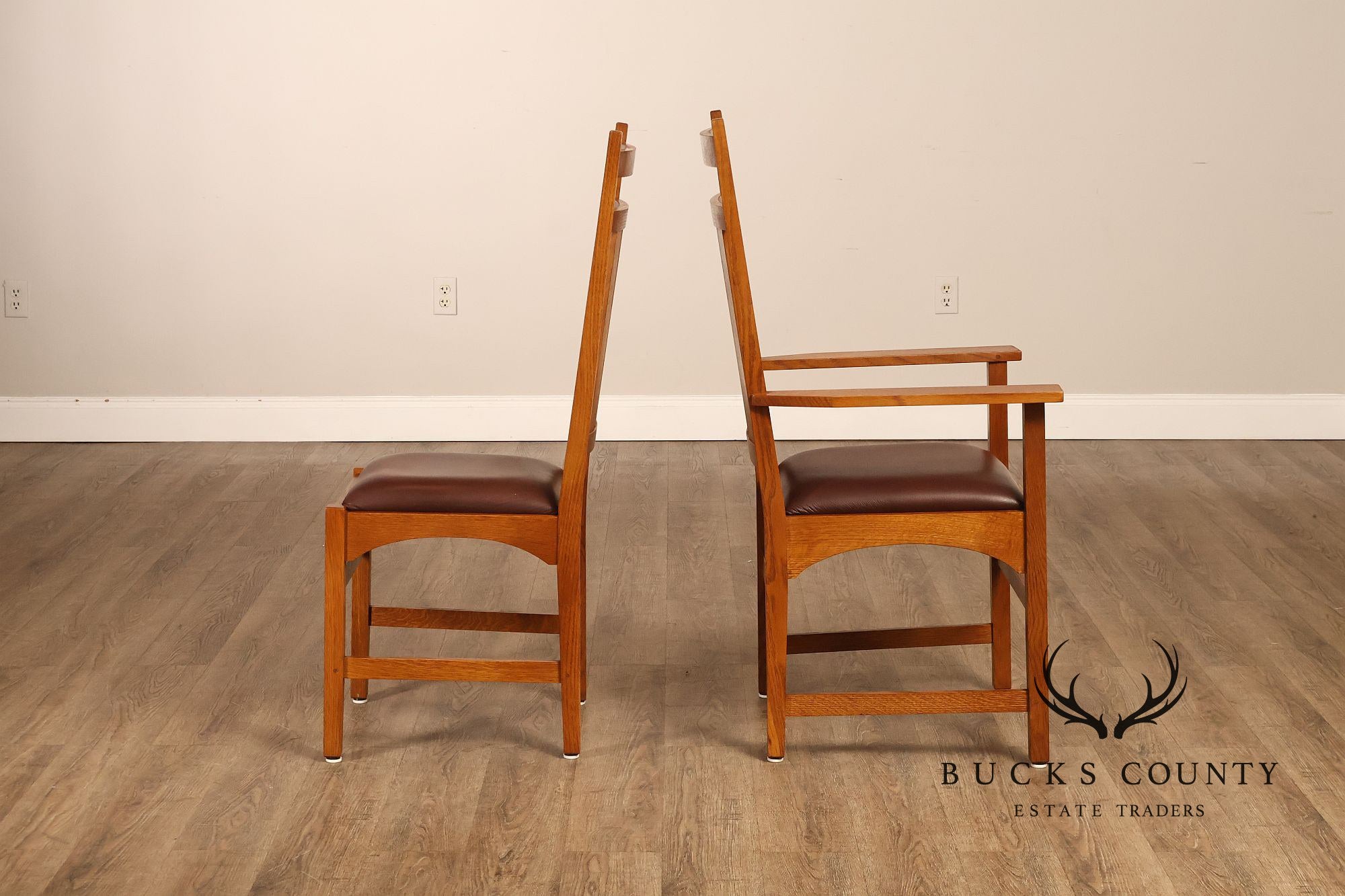 Stickley Mission Collection Set of Six Harvey Ellis Oak Dining Chairs