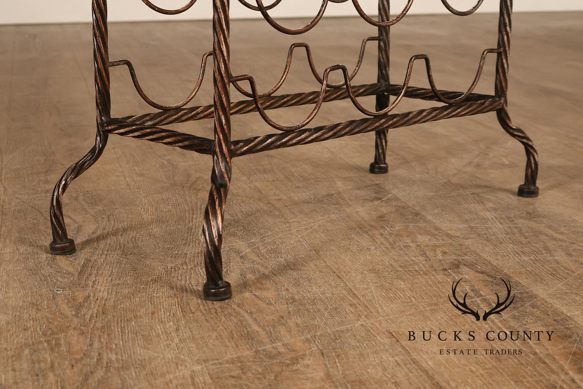 Twisted Metal Two-Tier Wine Rack Serving Stand