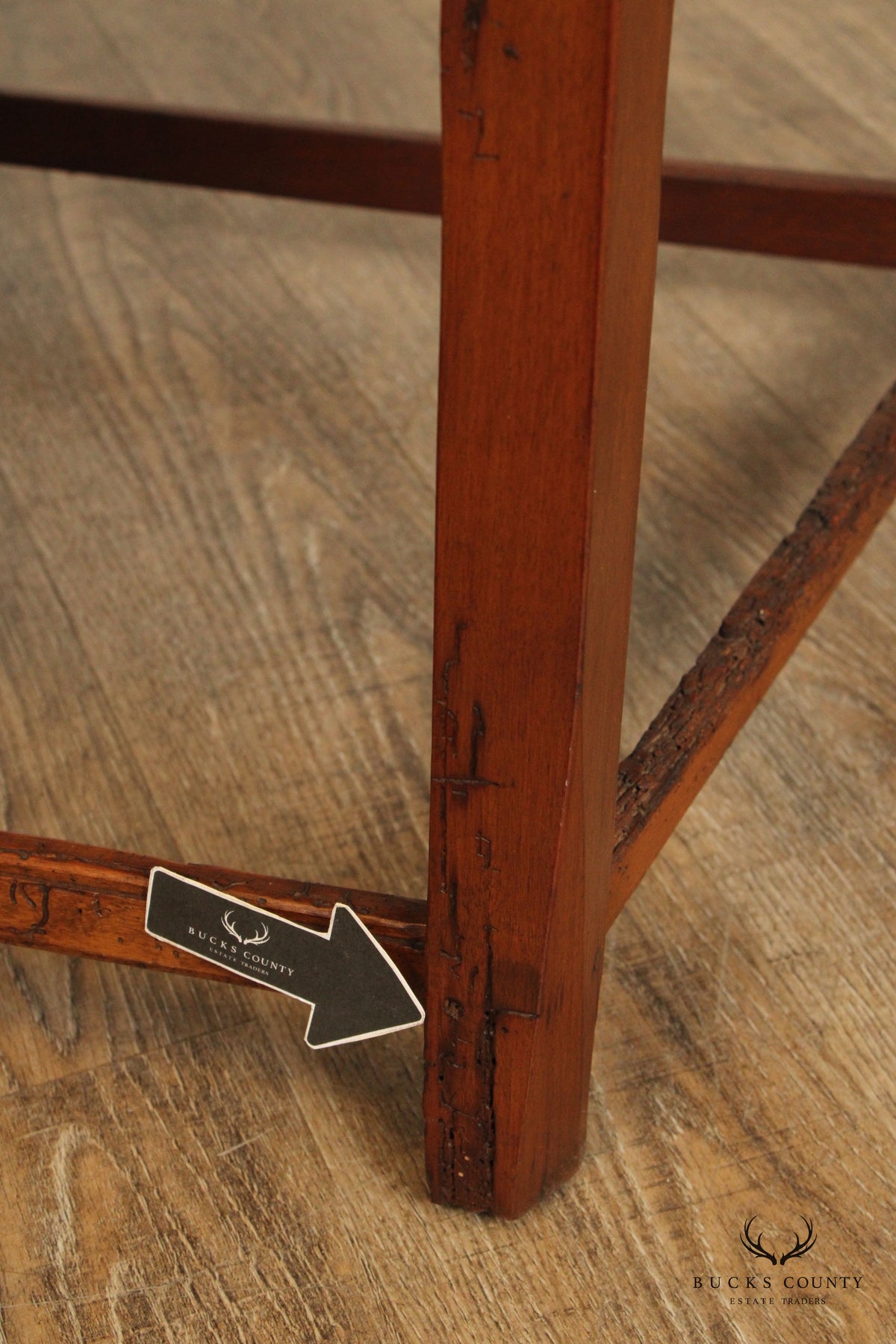 Antique Arts And Crafts Distressed Oak Tall Ladder Back Armchair