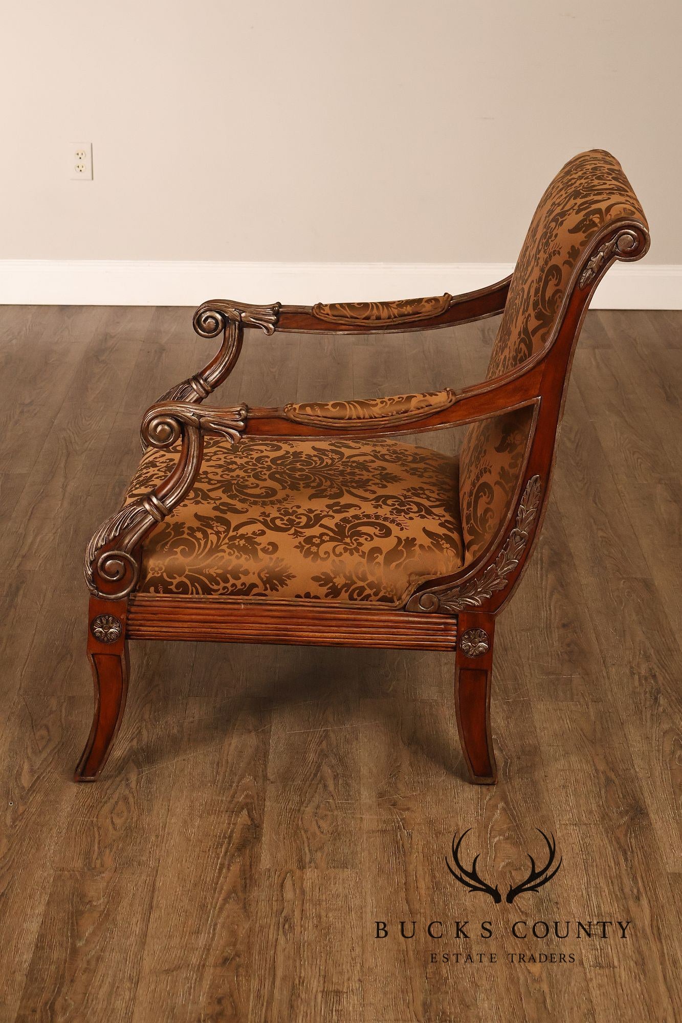 Regency Style Carved Frame Armchair