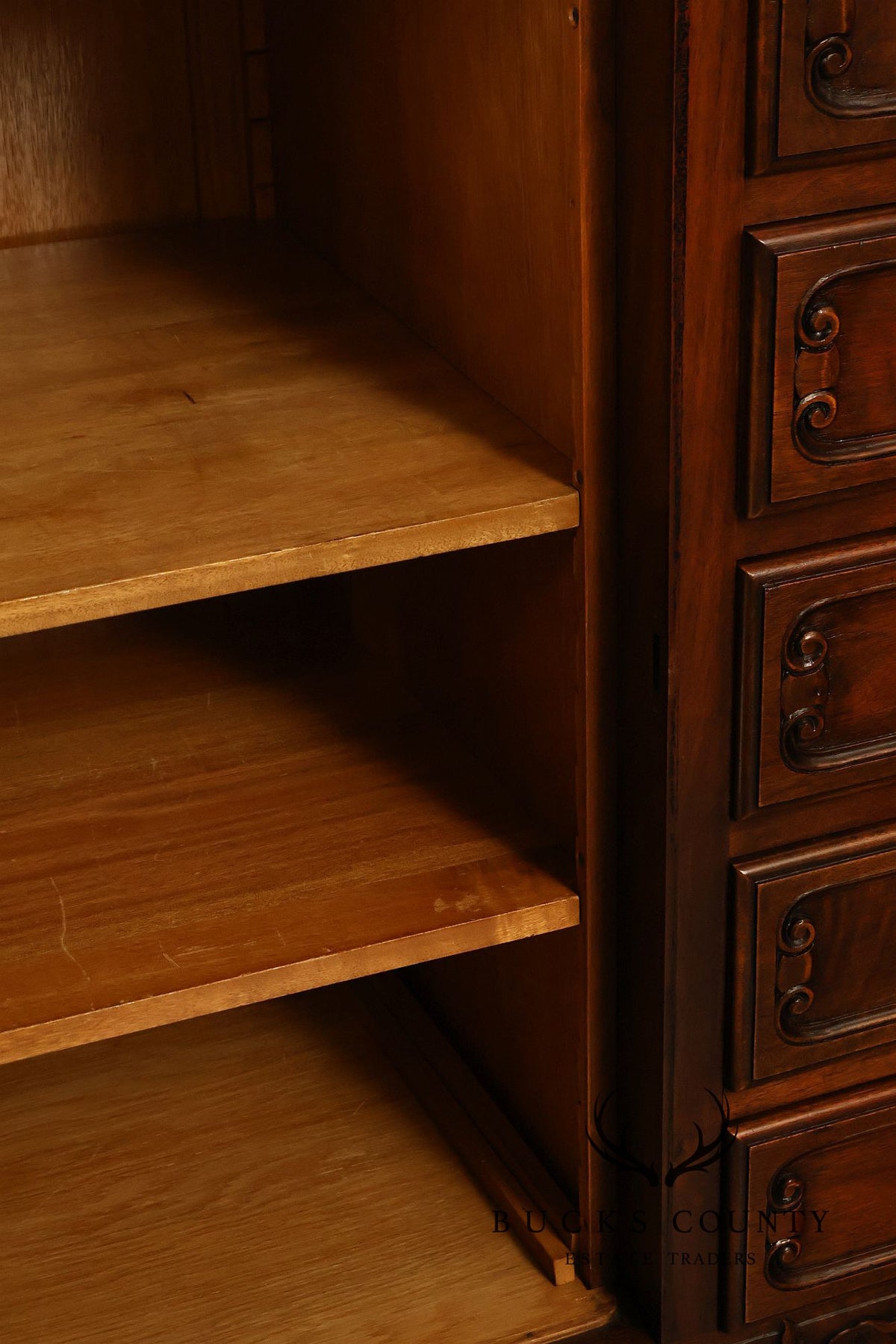 French Louis XV Style Carved Walnut Marble Top Sideboard