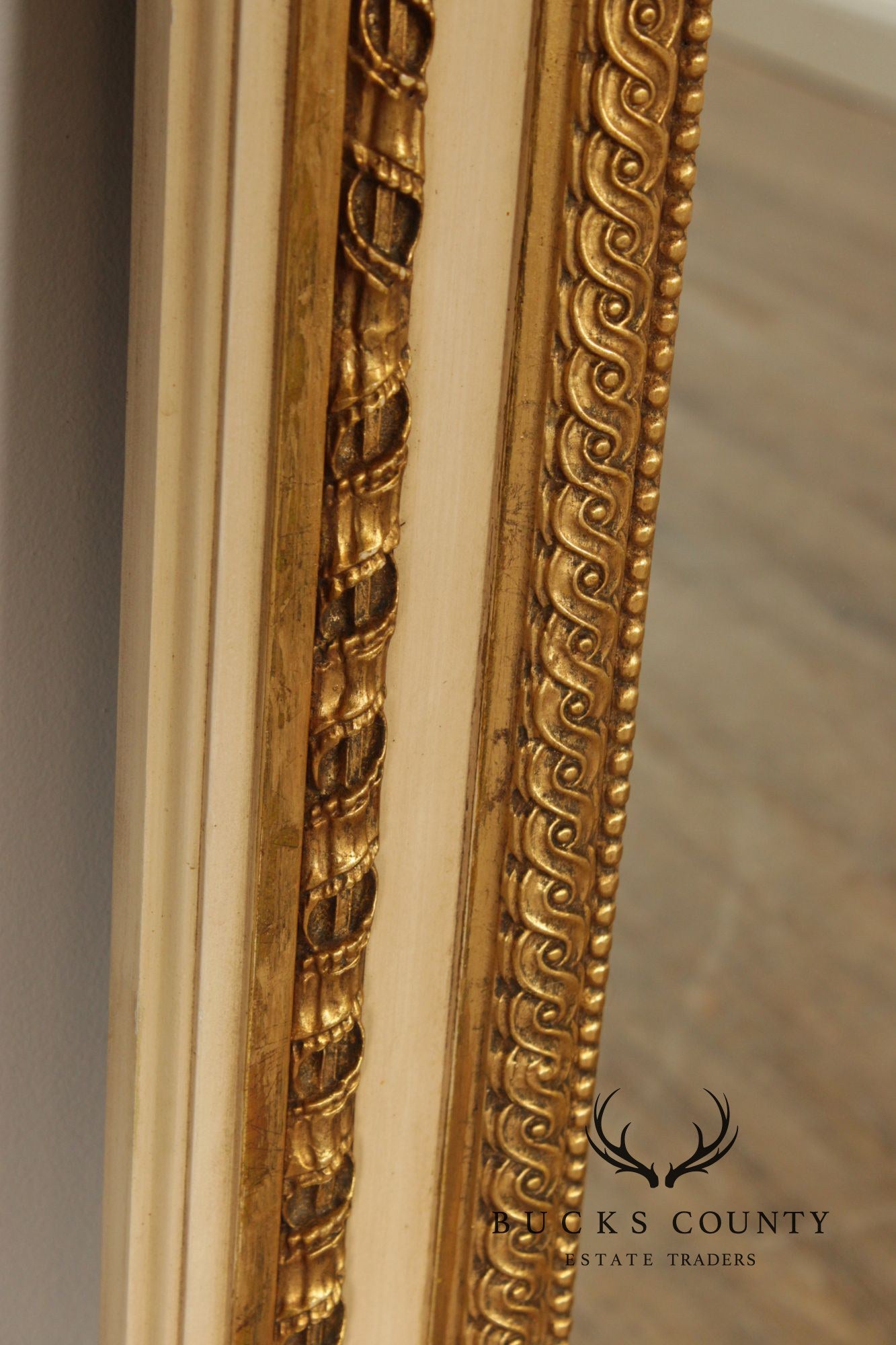 Vintage French Neoclassical Style Partial Gilt Trumeau Mirror