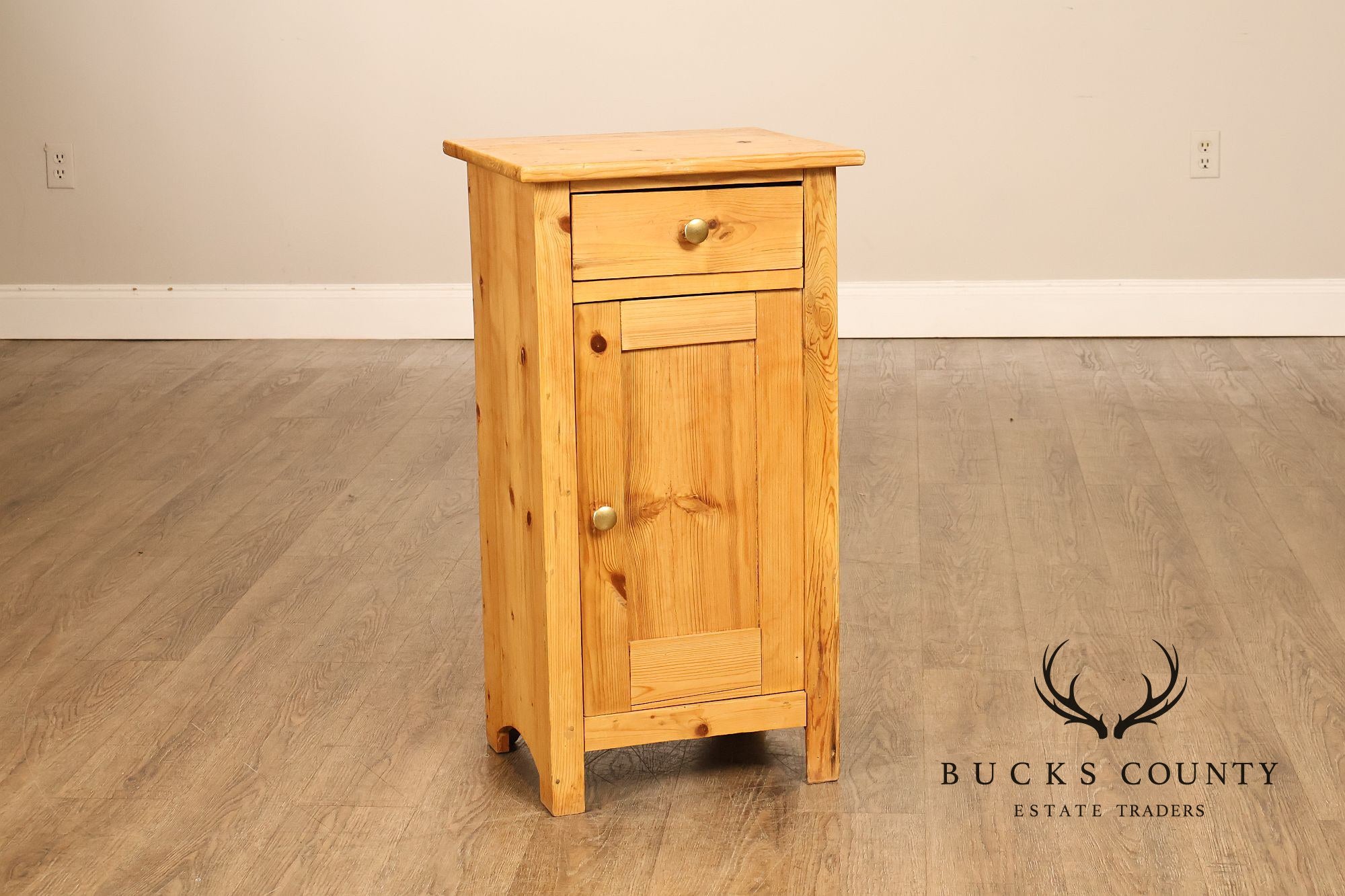 Rustic Style Pair of Pine Single Drawer Nightstands