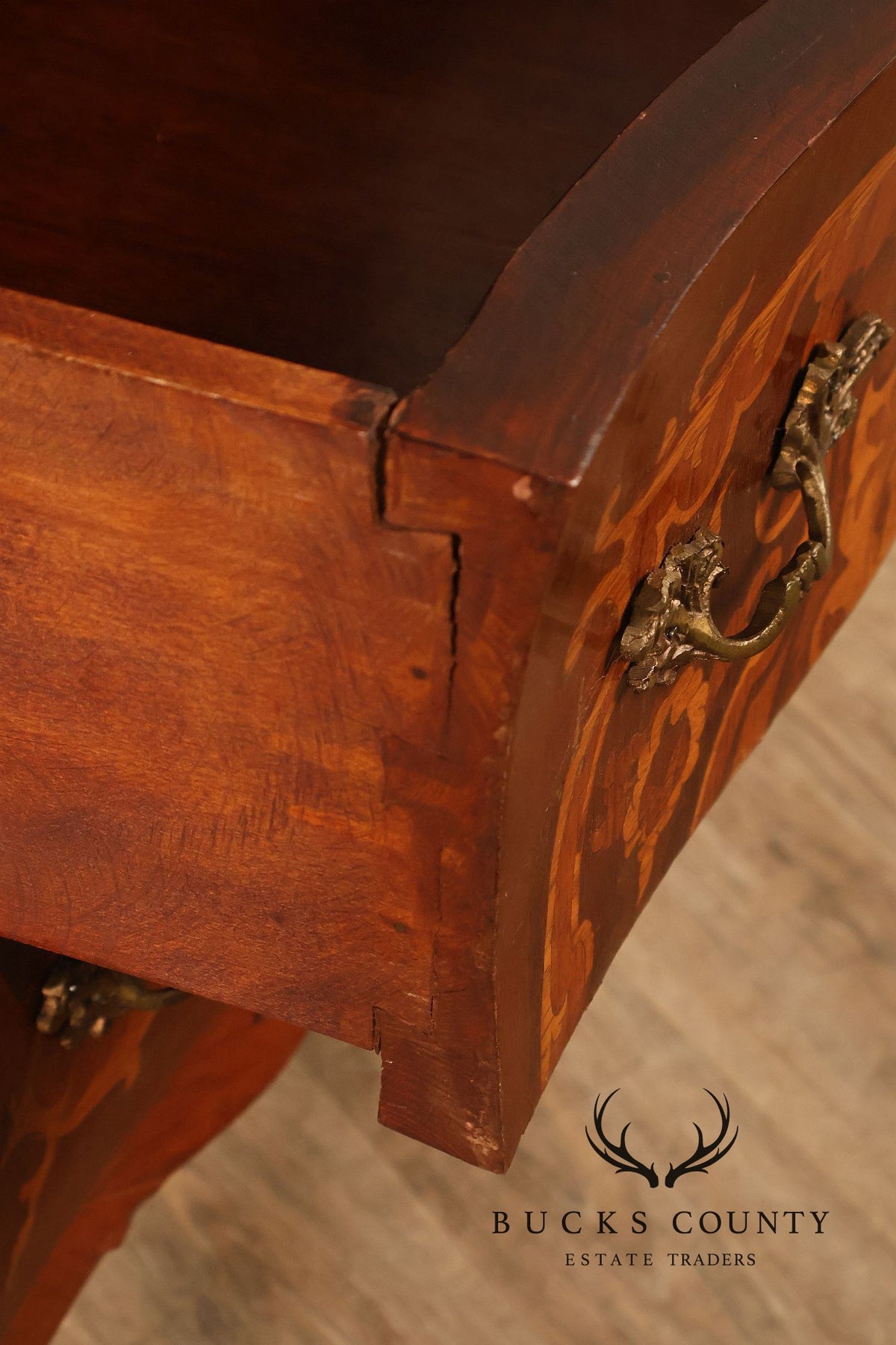 Louis XV Style Ormolu And Floral Marquetry Bombe Commode