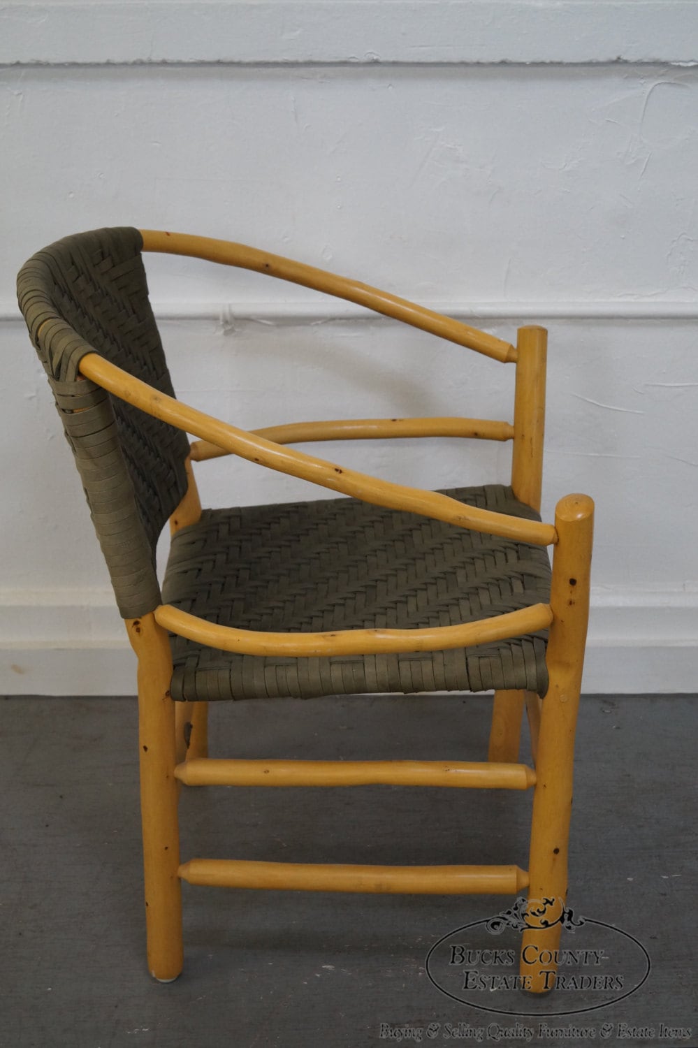 Old Hickory Hoop Arm Chair in Woven Leather