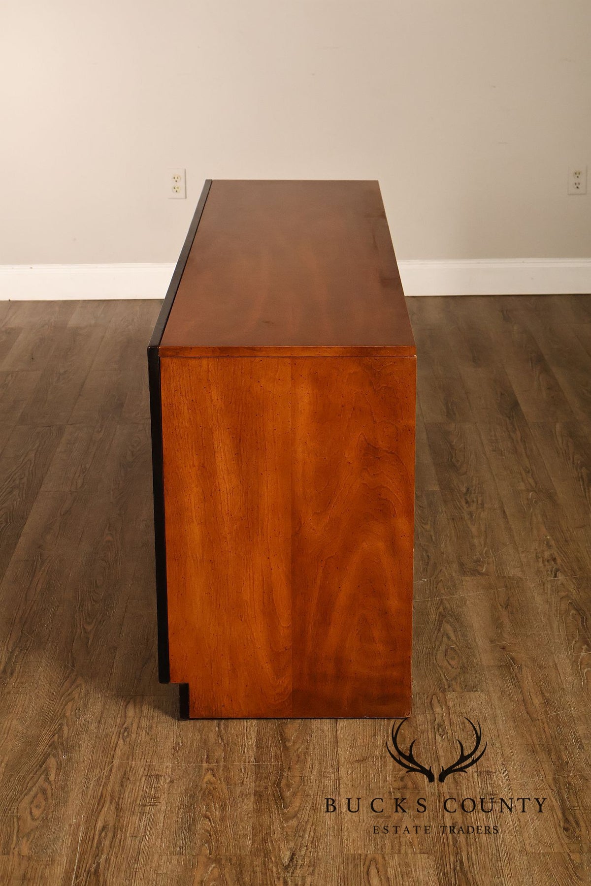 Bassett Campaign Style Walnut Triple Dresser